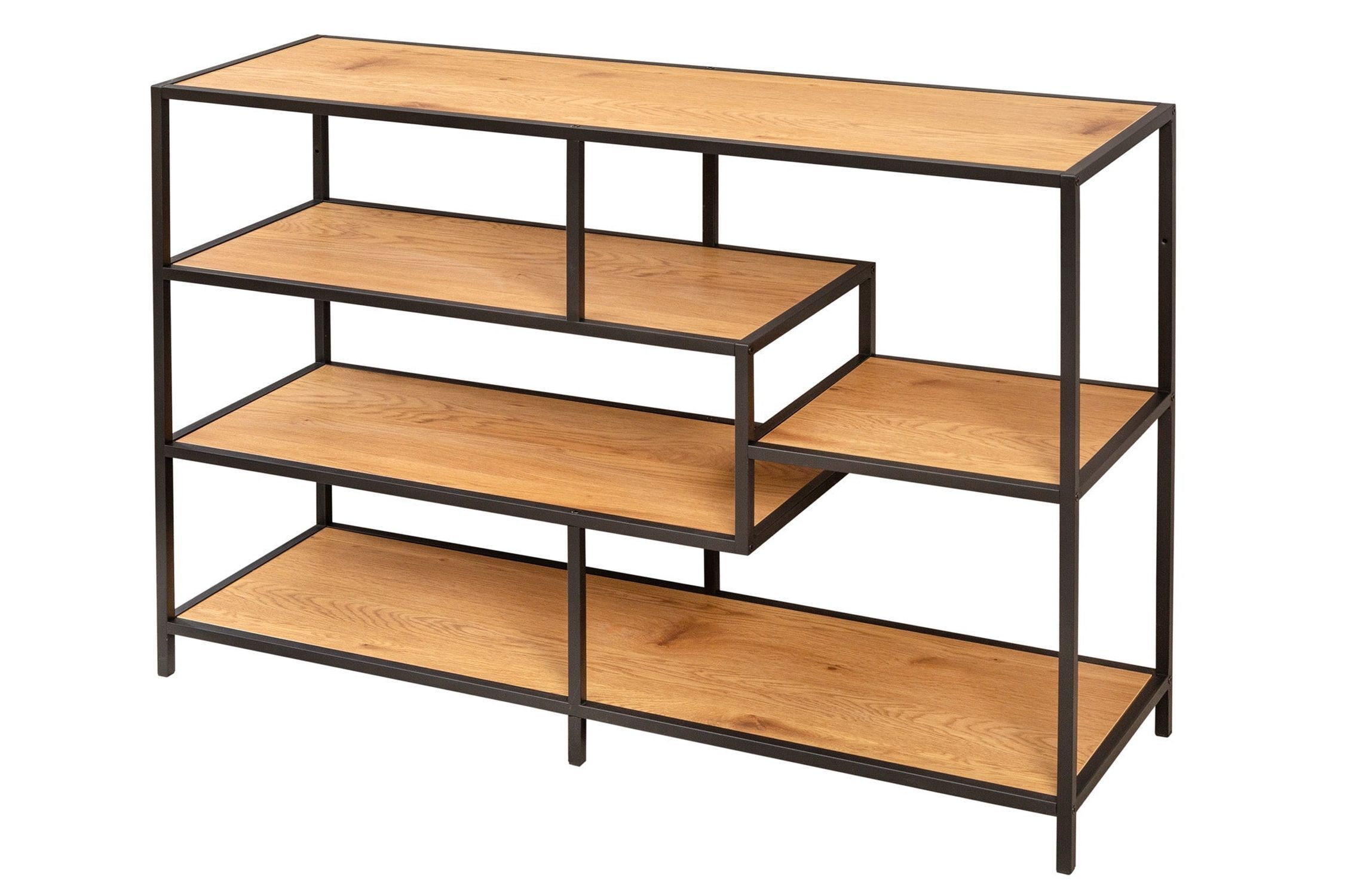 Regal klein 114 x 79 cm Holzoptik Schwarz Modern