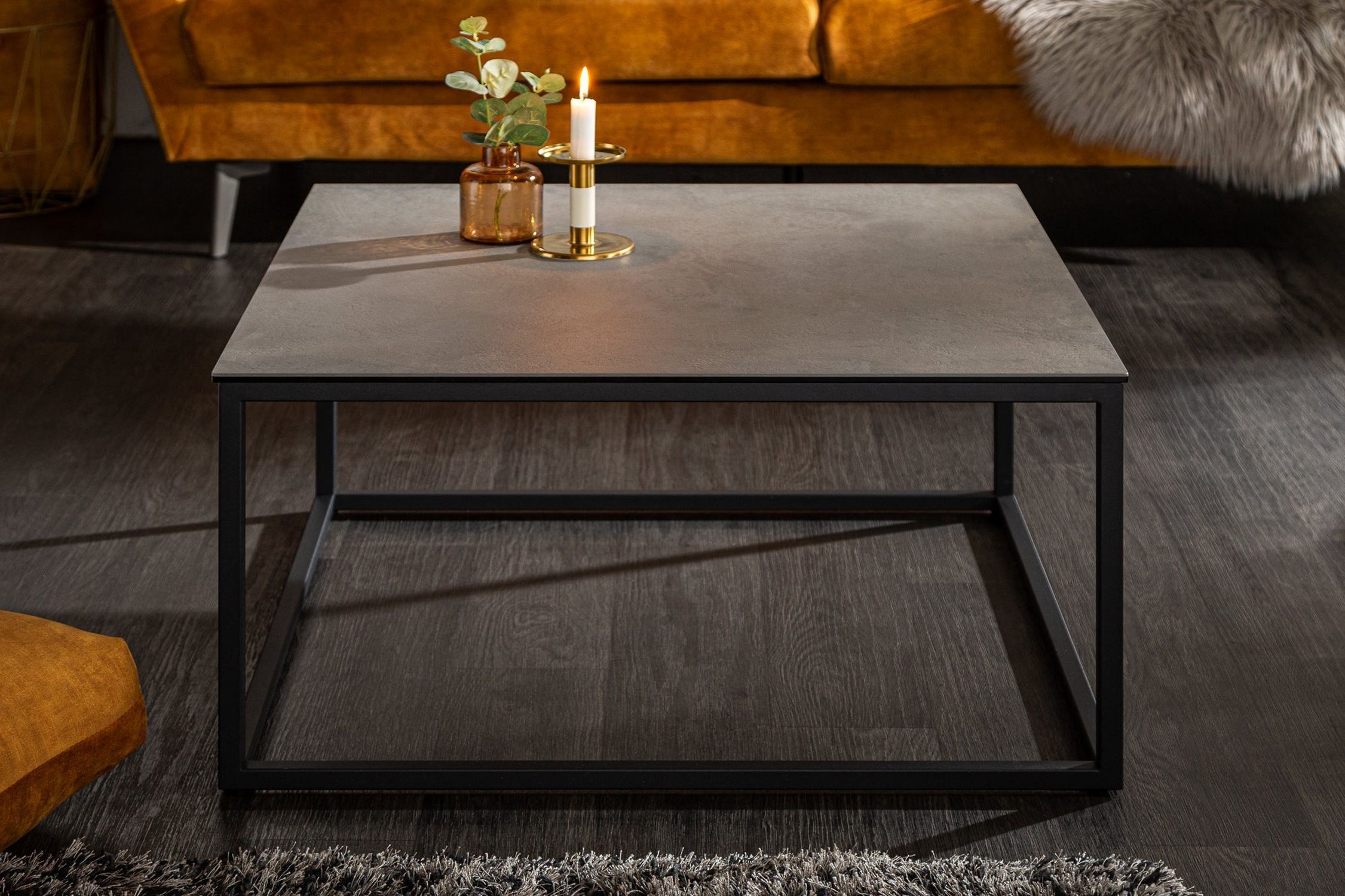 Couchtisch Keramik in Grau Beton Optik 75x40 cm (BxH)
