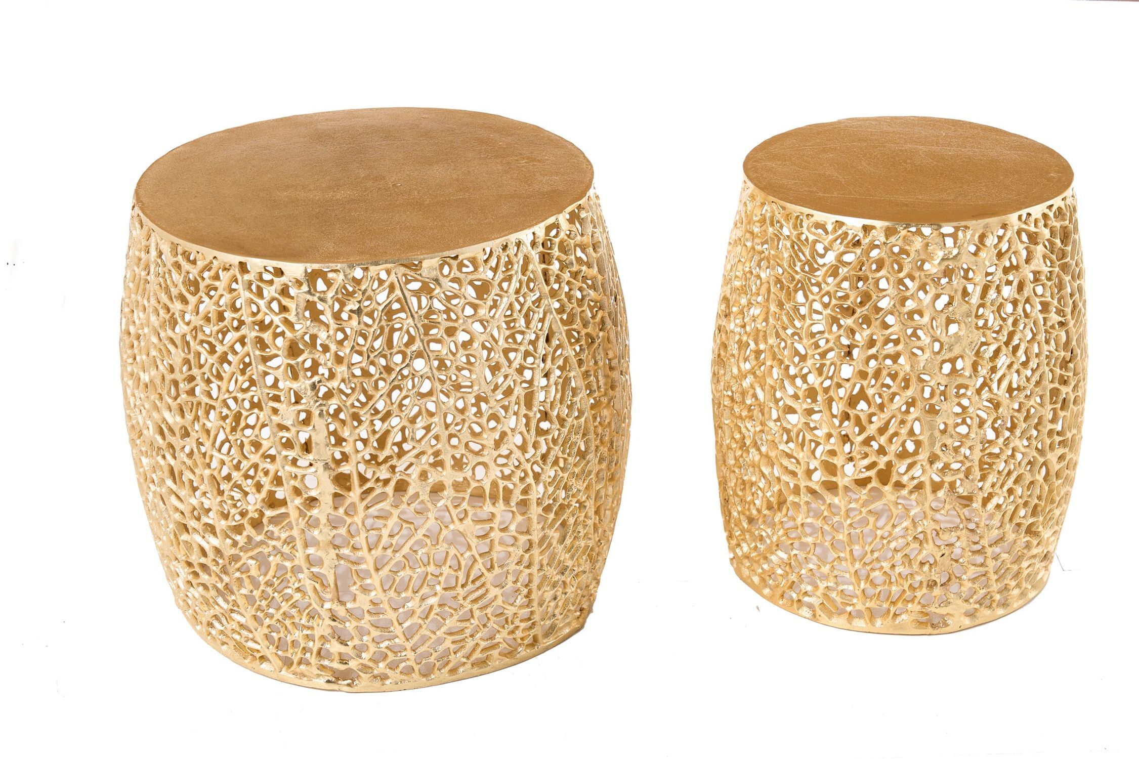 Couchtisch 2er Set Metall in Gold Handarbeit