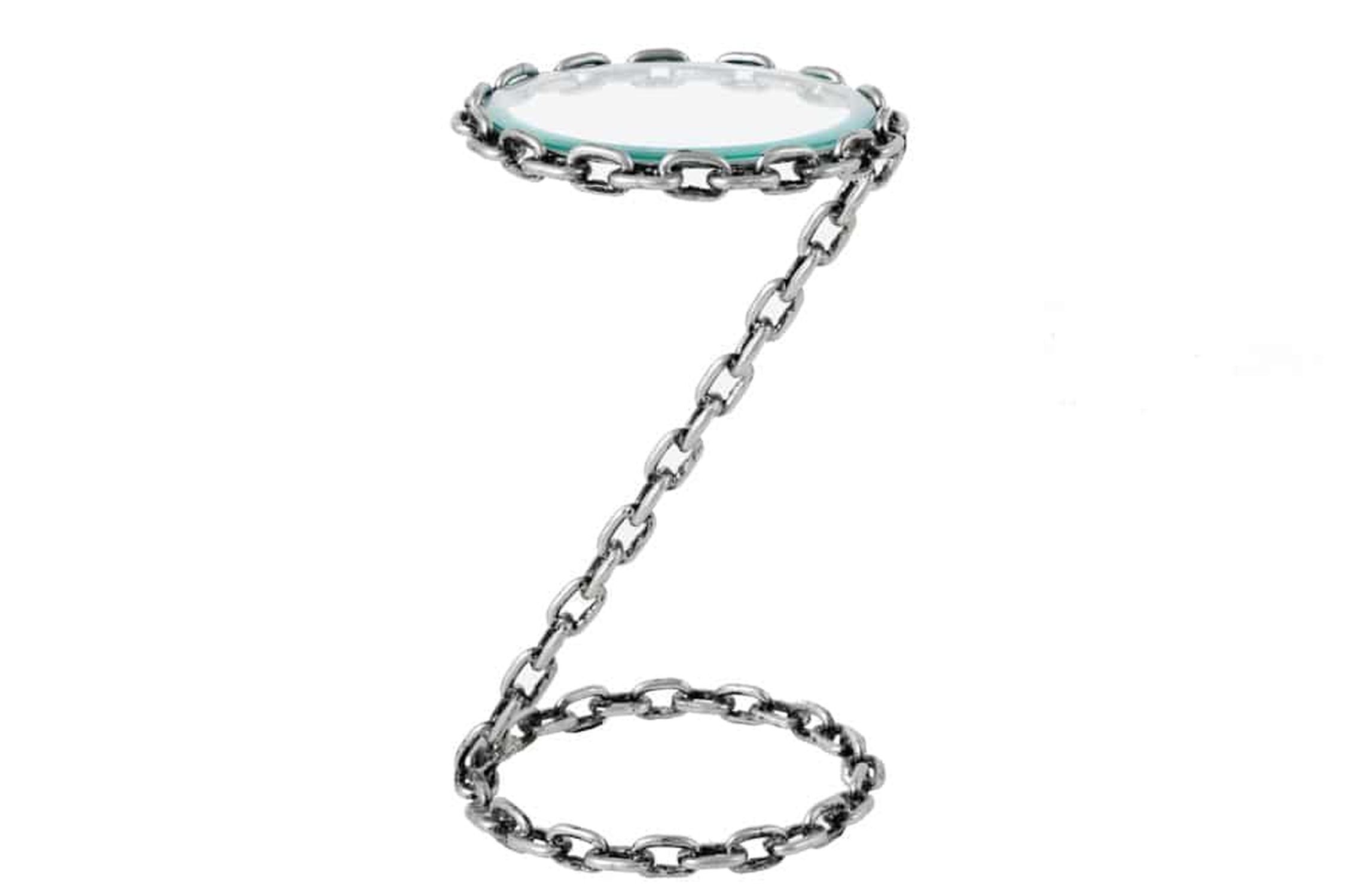 Beistelltisch Hartglas Eisen in Silber 33x33 cm Handarbeit