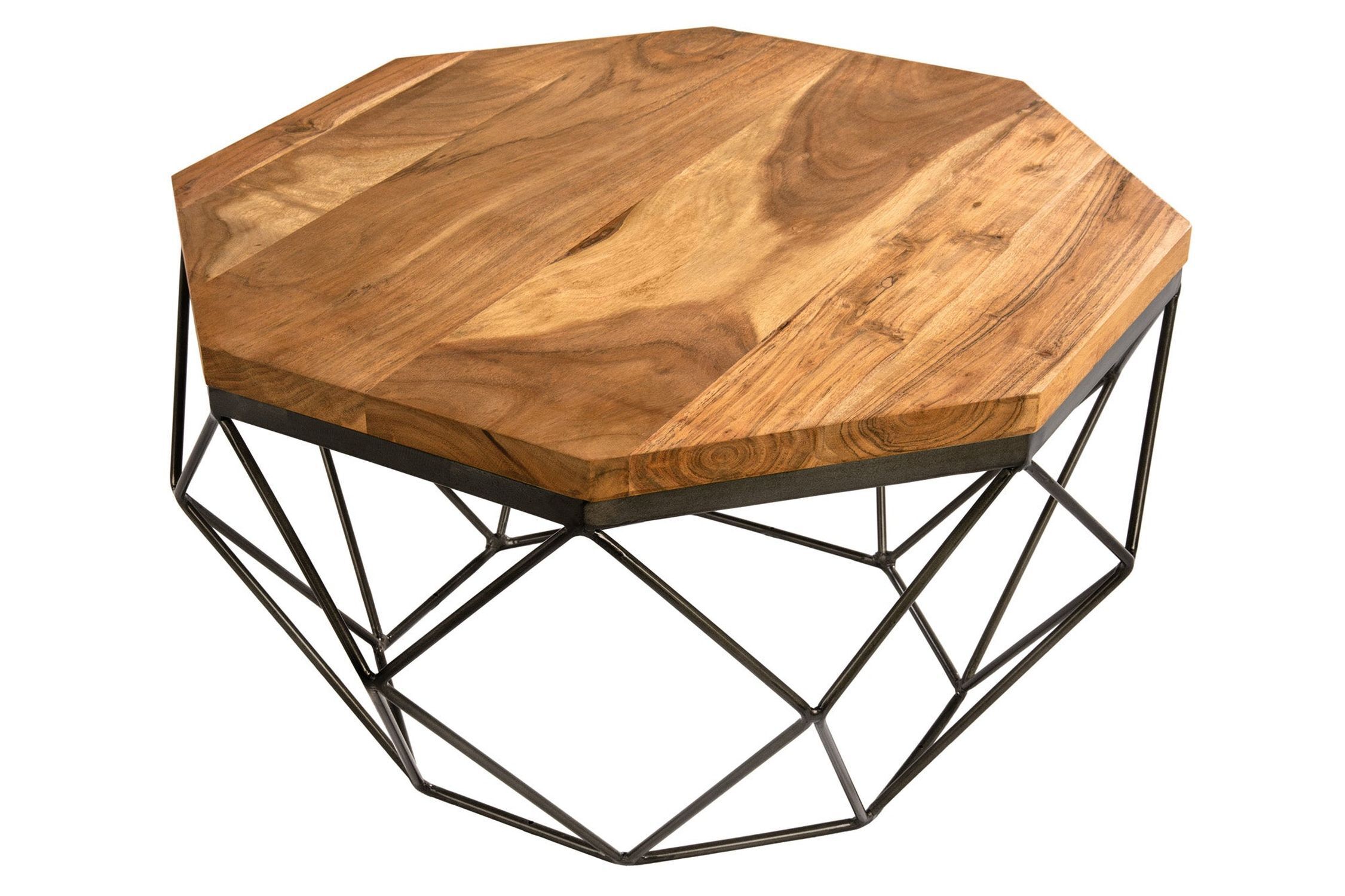 Couchtisch Mango Holz Metall in Natur Messing 70x70 cm