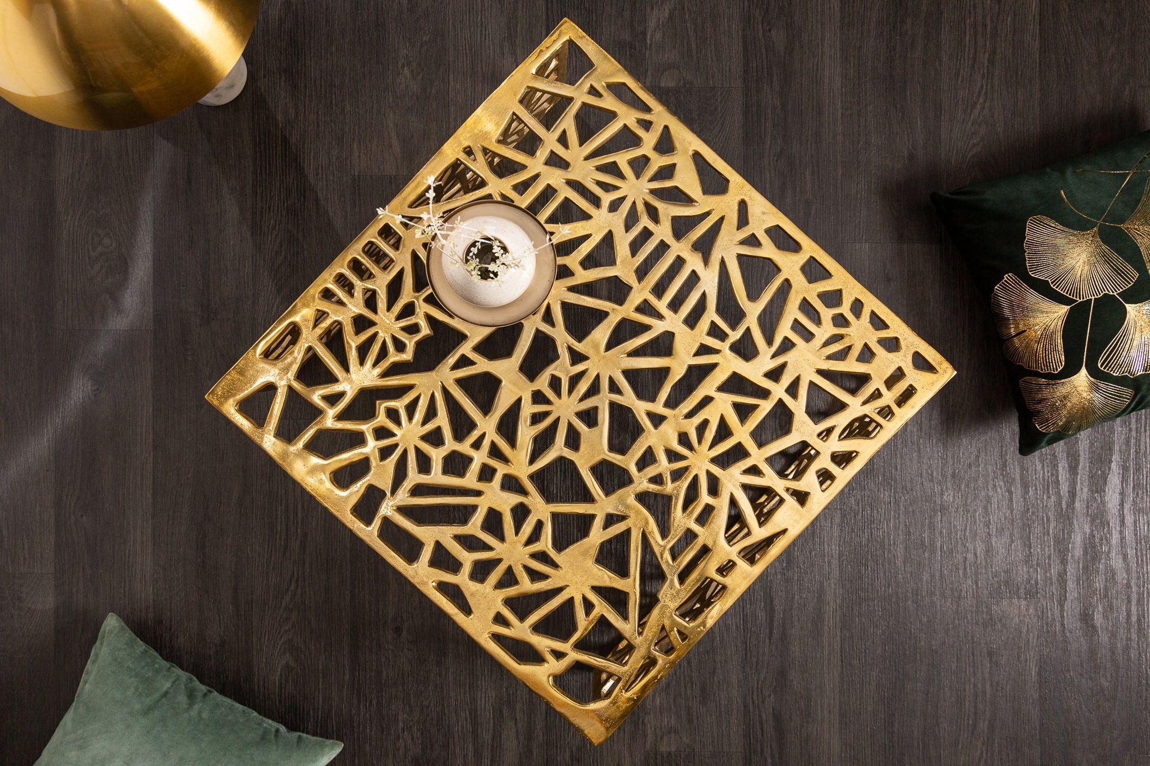 Couchtisch Metall in Gold 60 x 60 cm Handarbeit