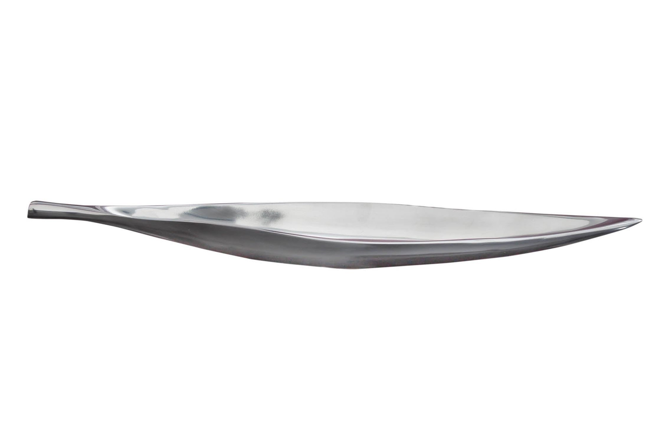 Dekoschale Metall Blatt Design 60 cm lang in Silber