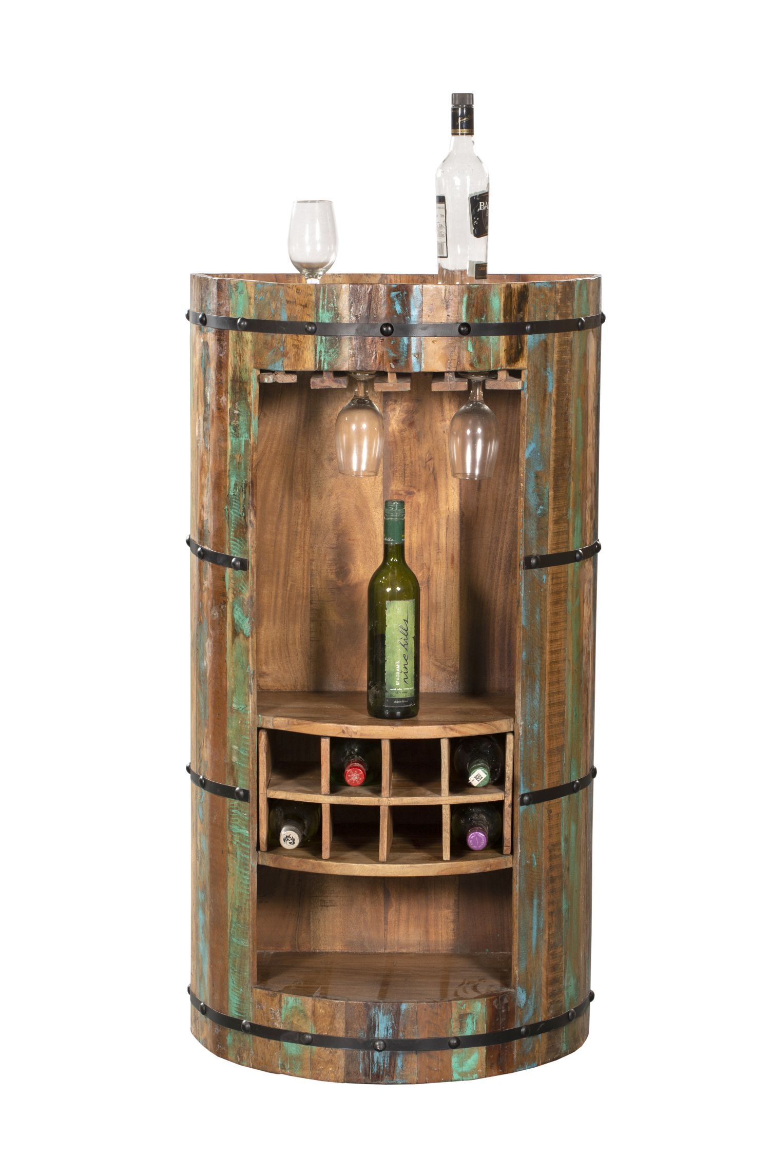Barschrank Holz 115 cm hoch halbrund für Hausbar Party