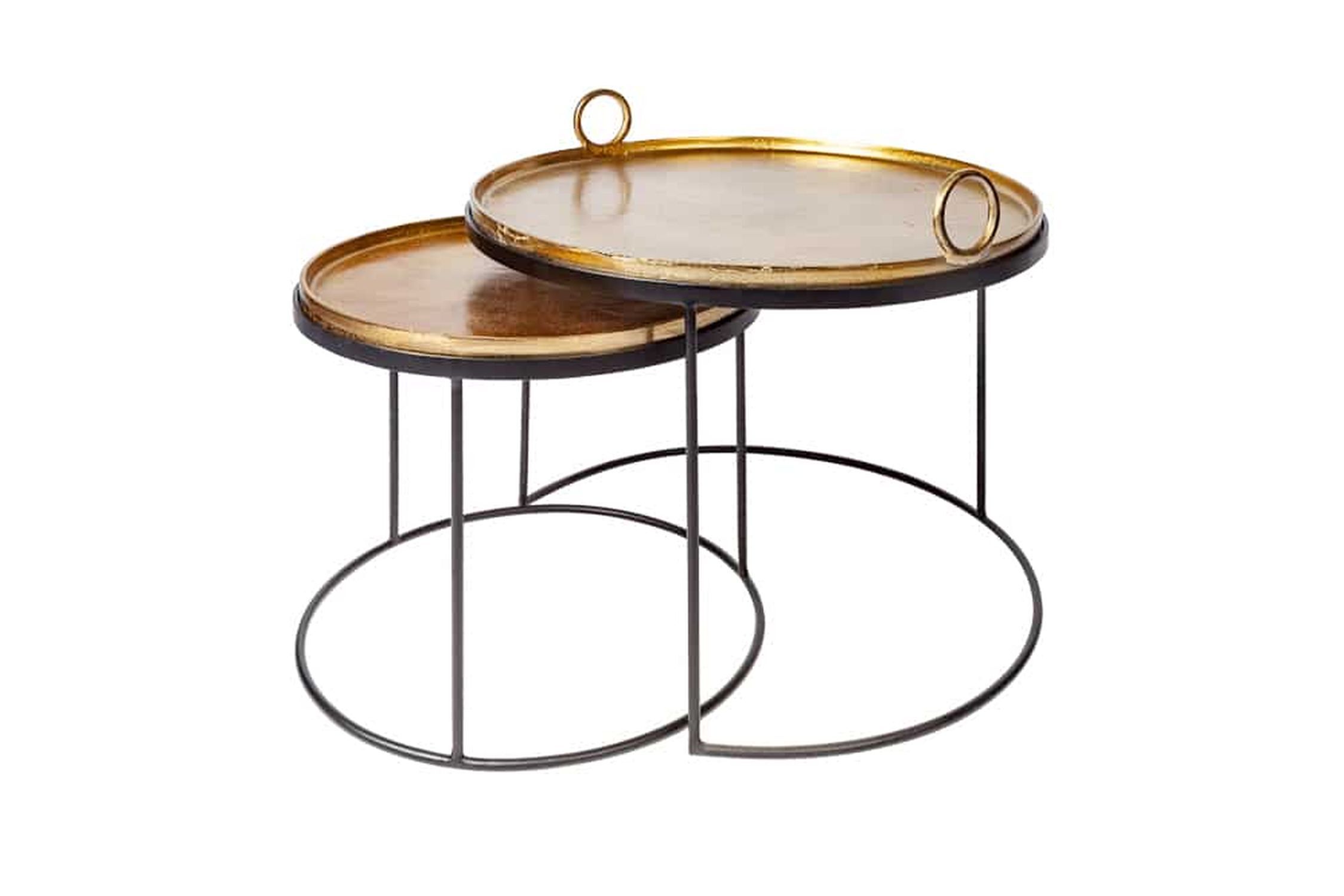 Beistelltisch Metall Eisen in Gold Schwarz 2e Set