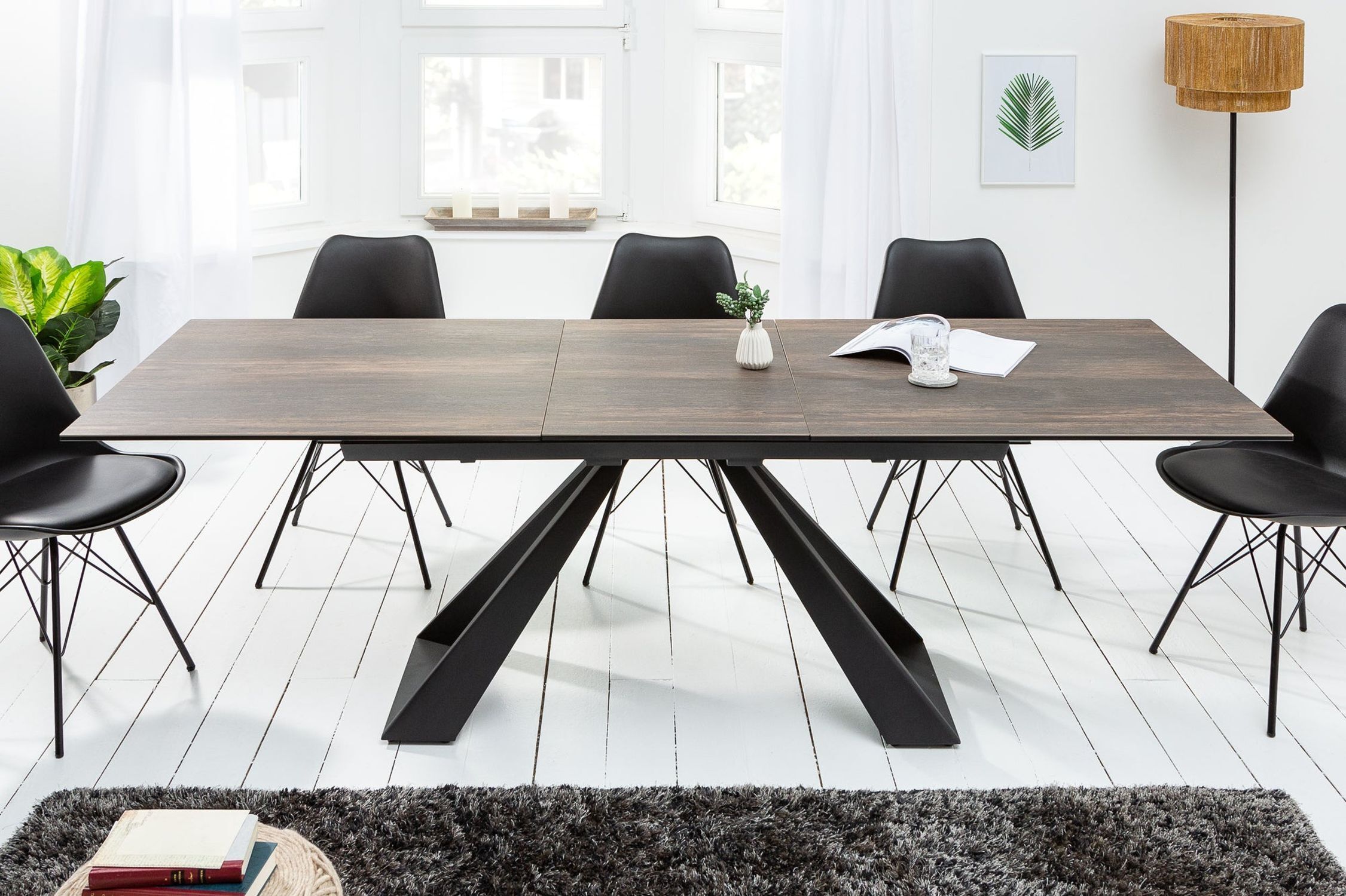 Esstisch ausziehbar Keramik in Eiche Schwarz 180-230 cm