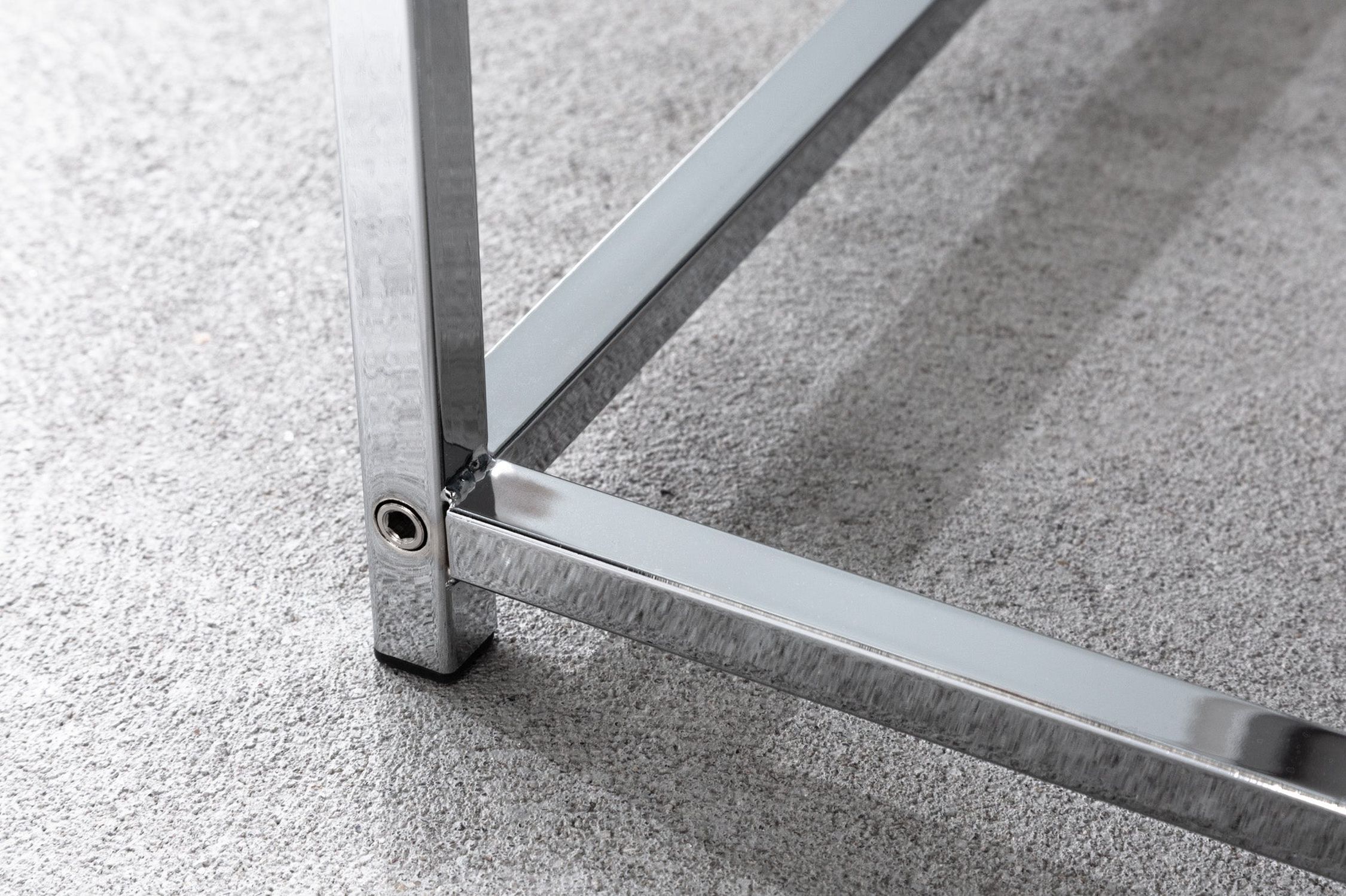 Couchtisch 2er Set MDF Metall in Weiß Chrom mit Tabletts