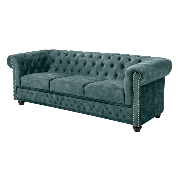 Sofas Sofa, tiefgrün, Chesterfield, Knopfnaht, Ledersessel