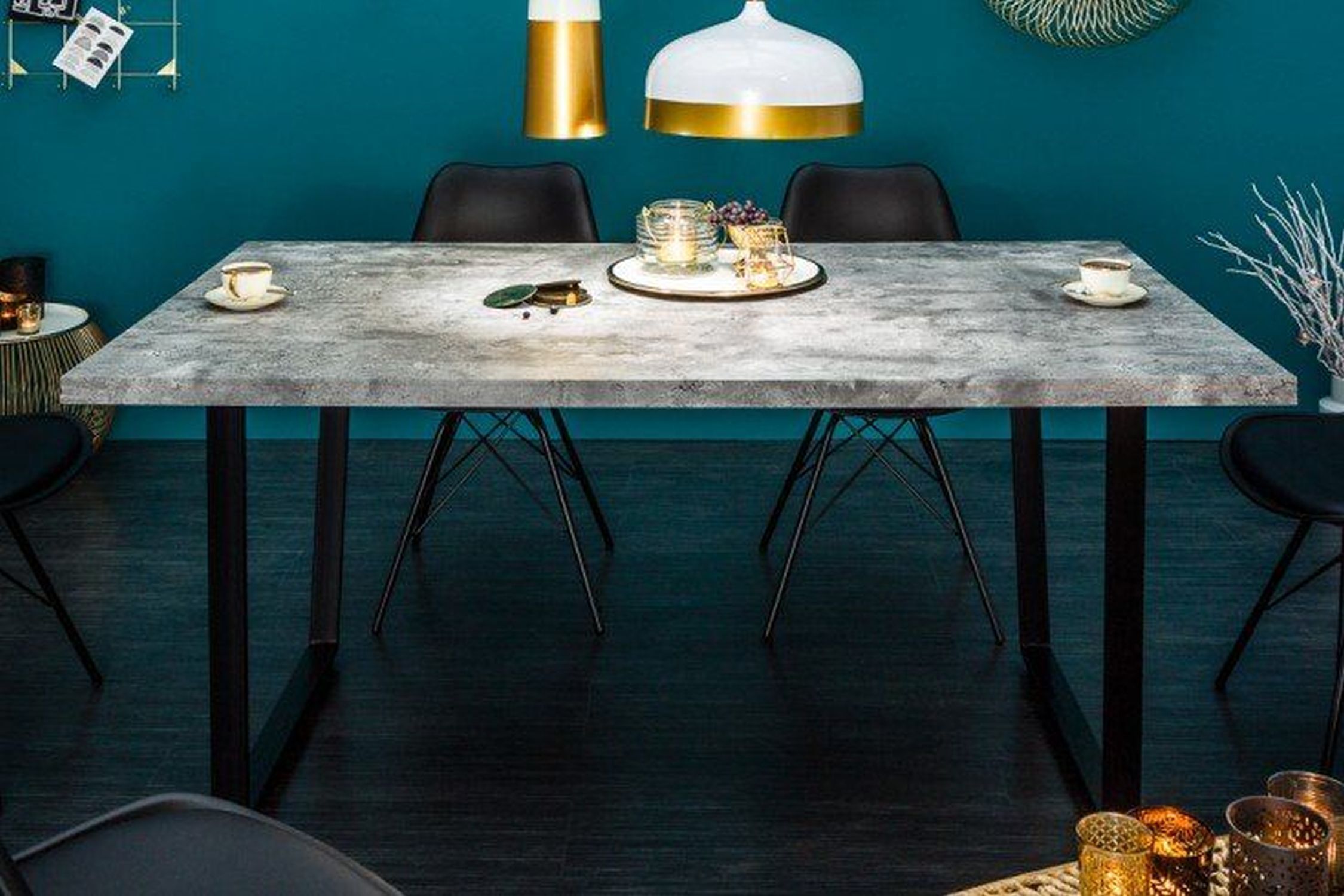 Esstisch Beton Optik 160x80 cm in Grau Schwarz