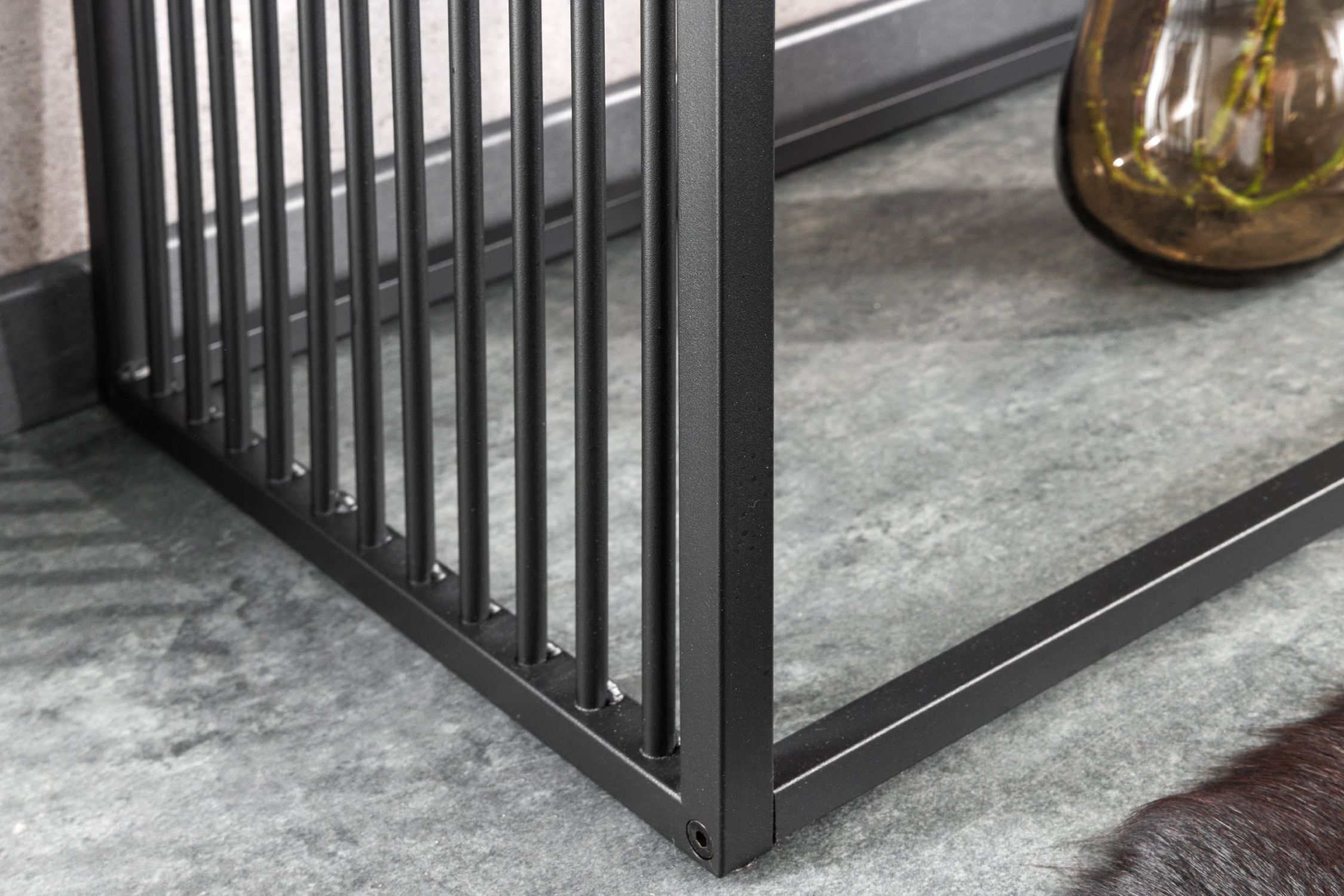 Konsolentisch Glas MDF Metall in Schwarz 120 cm