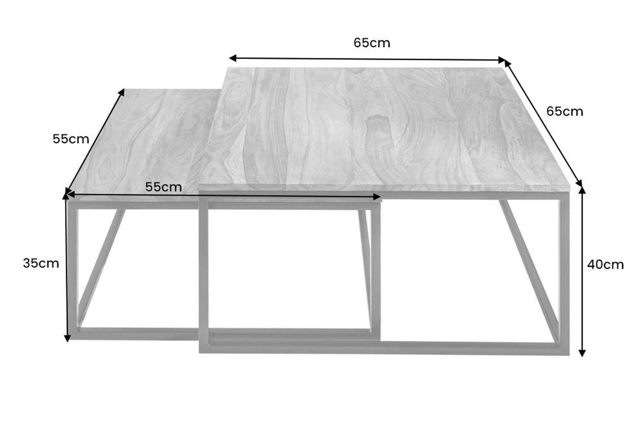 Couchtisch 2er Set Sheesham Holz Metall