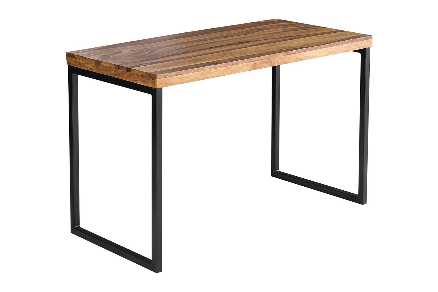 Schreibtisch Sheesham Holz Metall 118x60 cm in Natur Schwarz