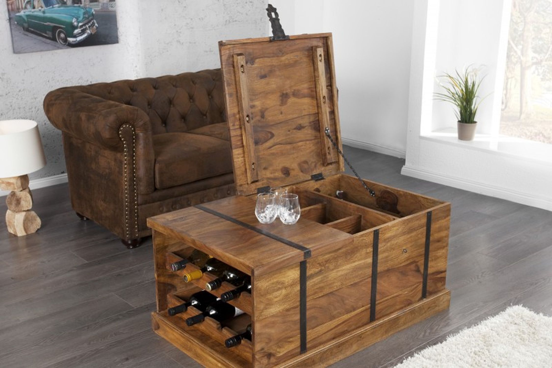 Couchtisch Sheesham Handarbeit 100x50 cm in Natur
