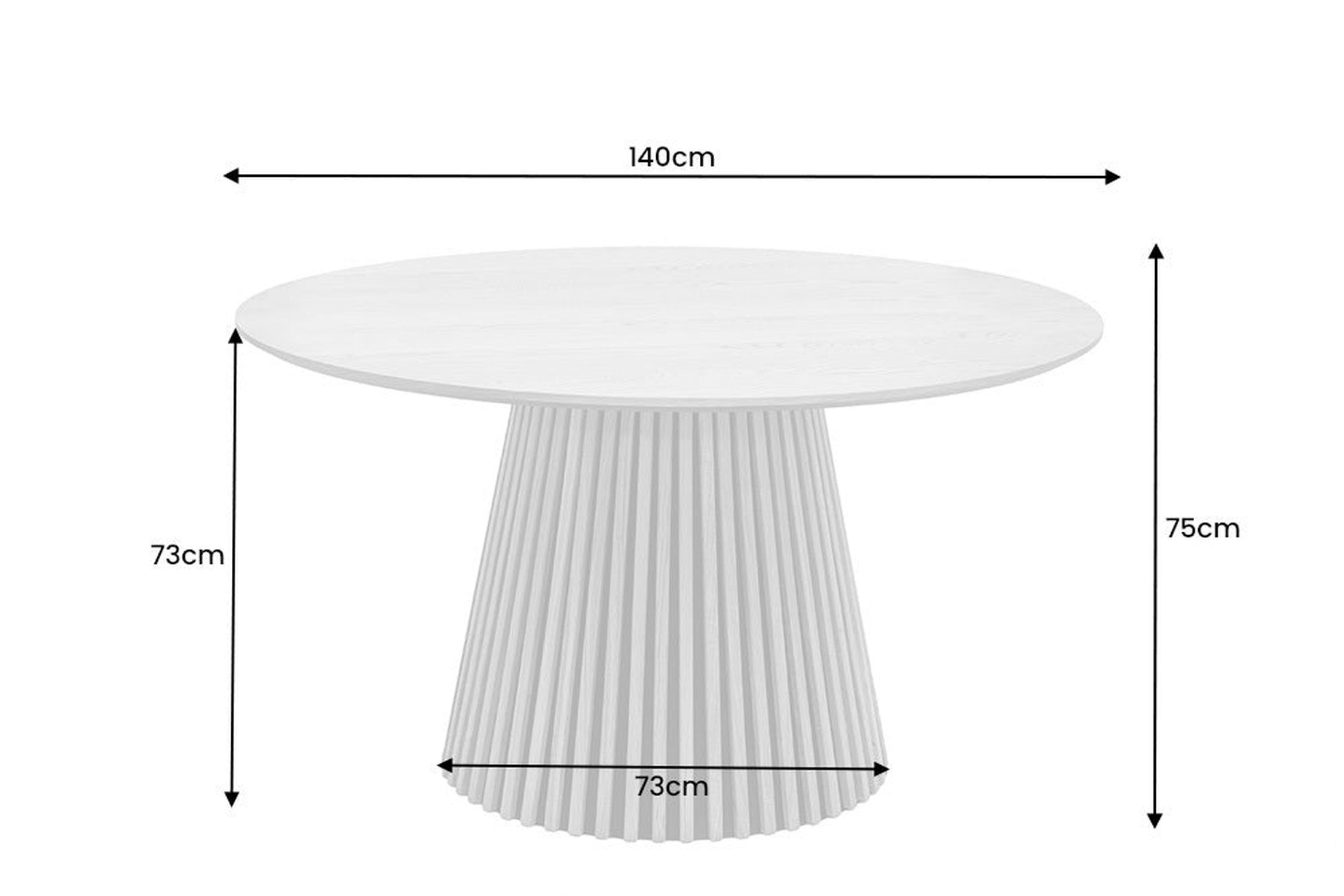 Esstisch rund Ø 140 cm H: 75 cm Säulenfuß Japandi