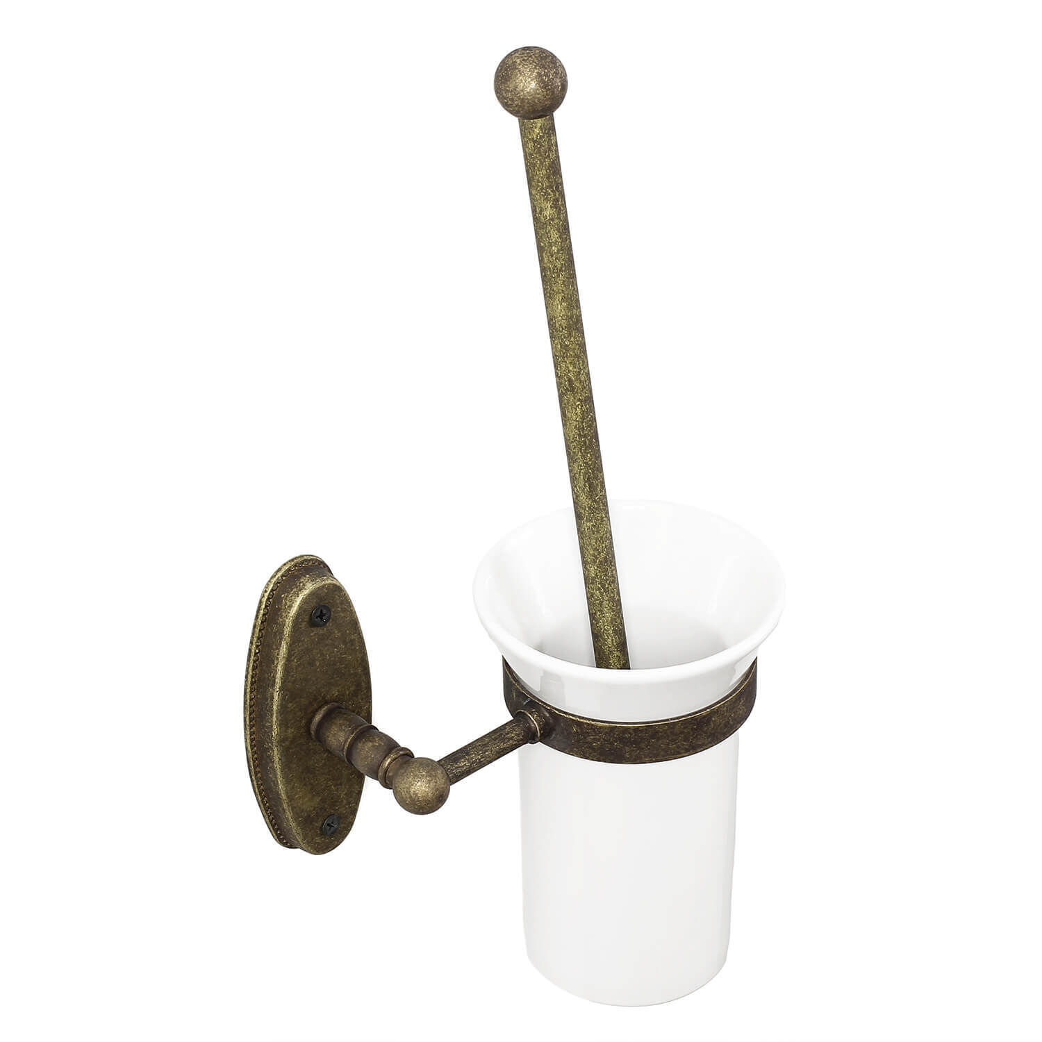 WC-Bürste Echt-Messing Keramik in Bronze Antik Weiß