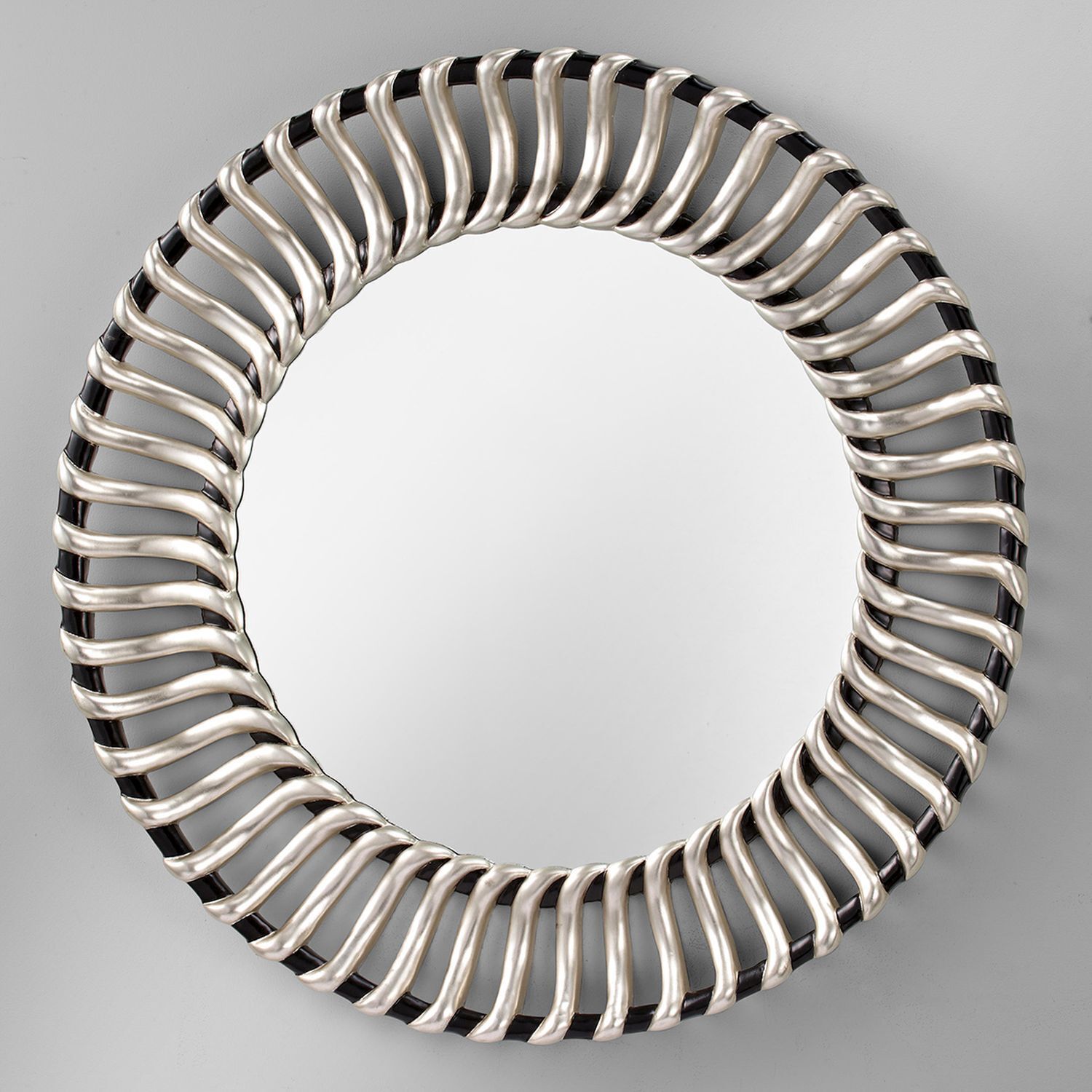 Wandspiegel Metall Glas Ø 106,7 cm in Silber Schwarz