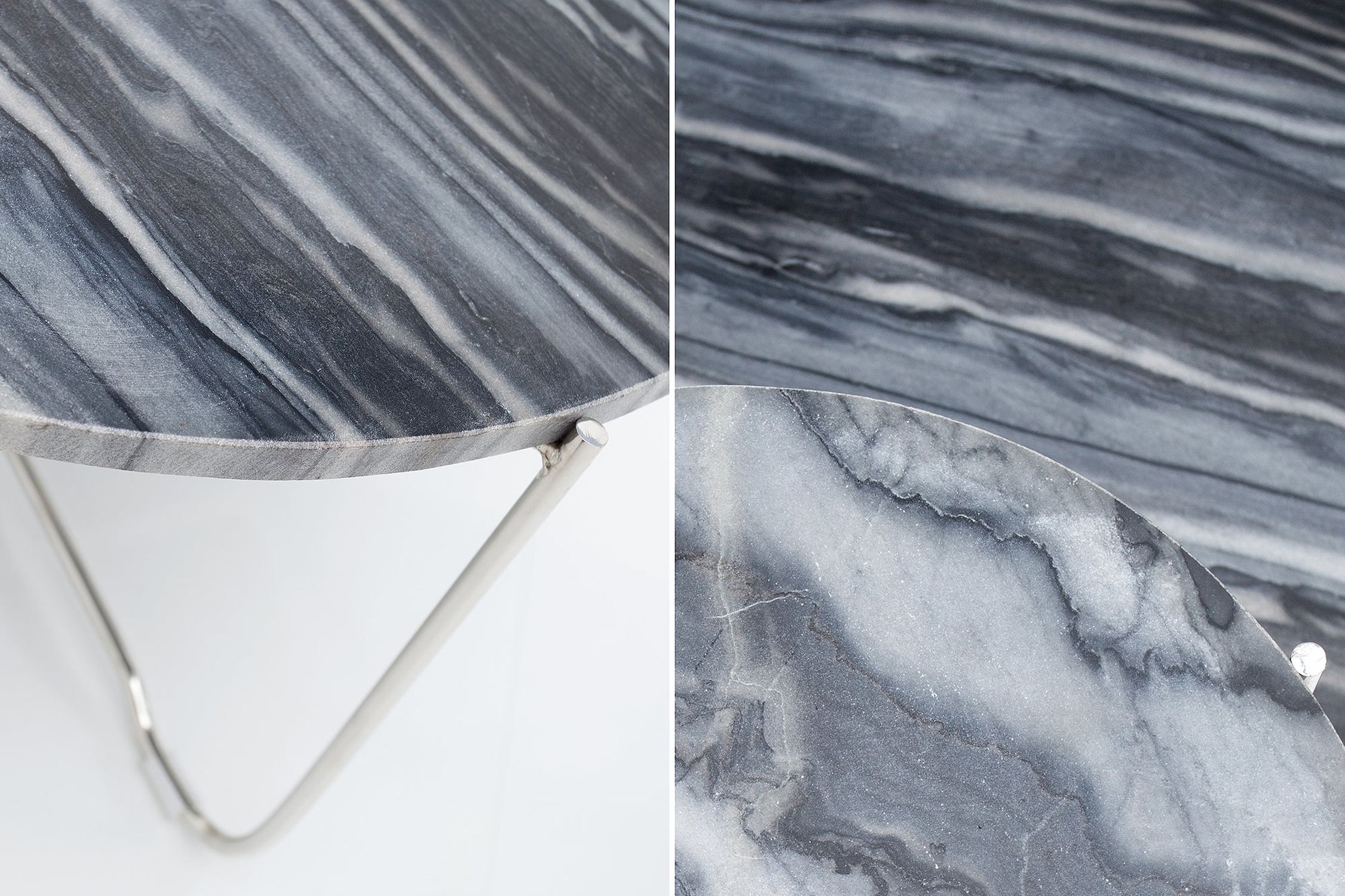 Couchtisch Marmor Metall in Grau Silber 62 x 62 cm