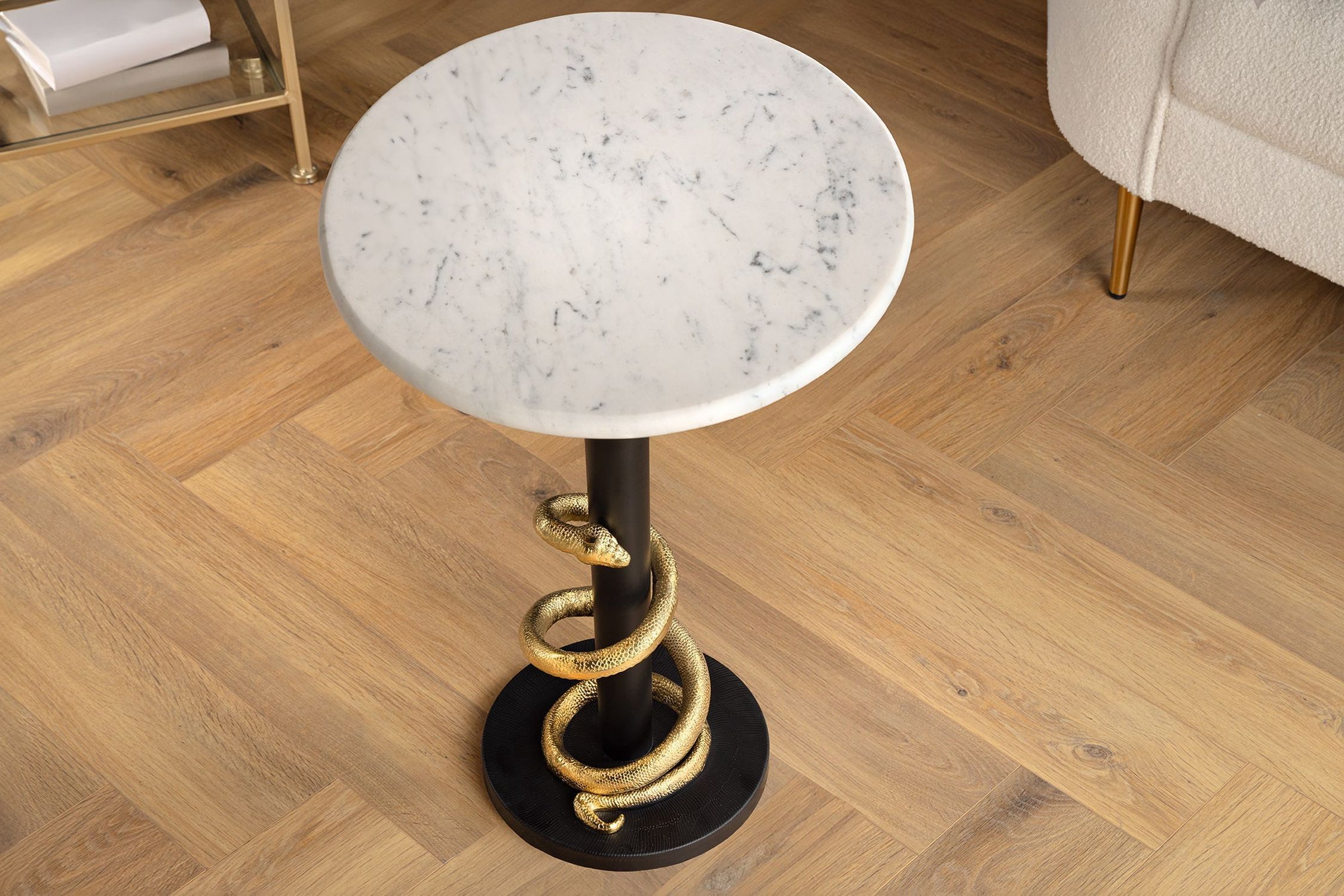 Beistelltisch Marmor Metall rund Ø 41 cm Handarbeit