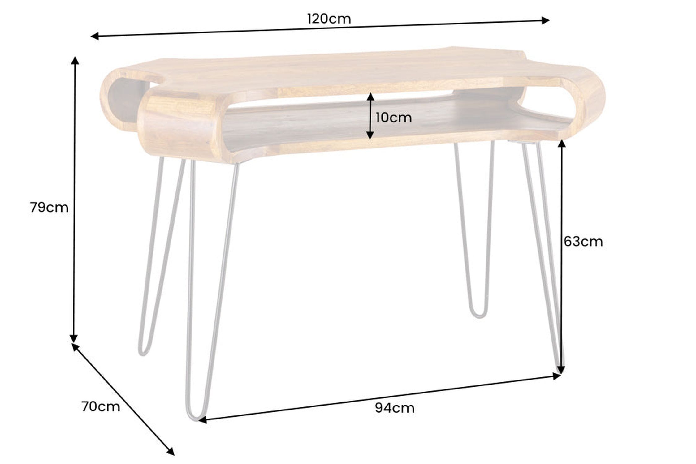 Schreibtisch Sheesham Holz Metall 120 x 78 cm