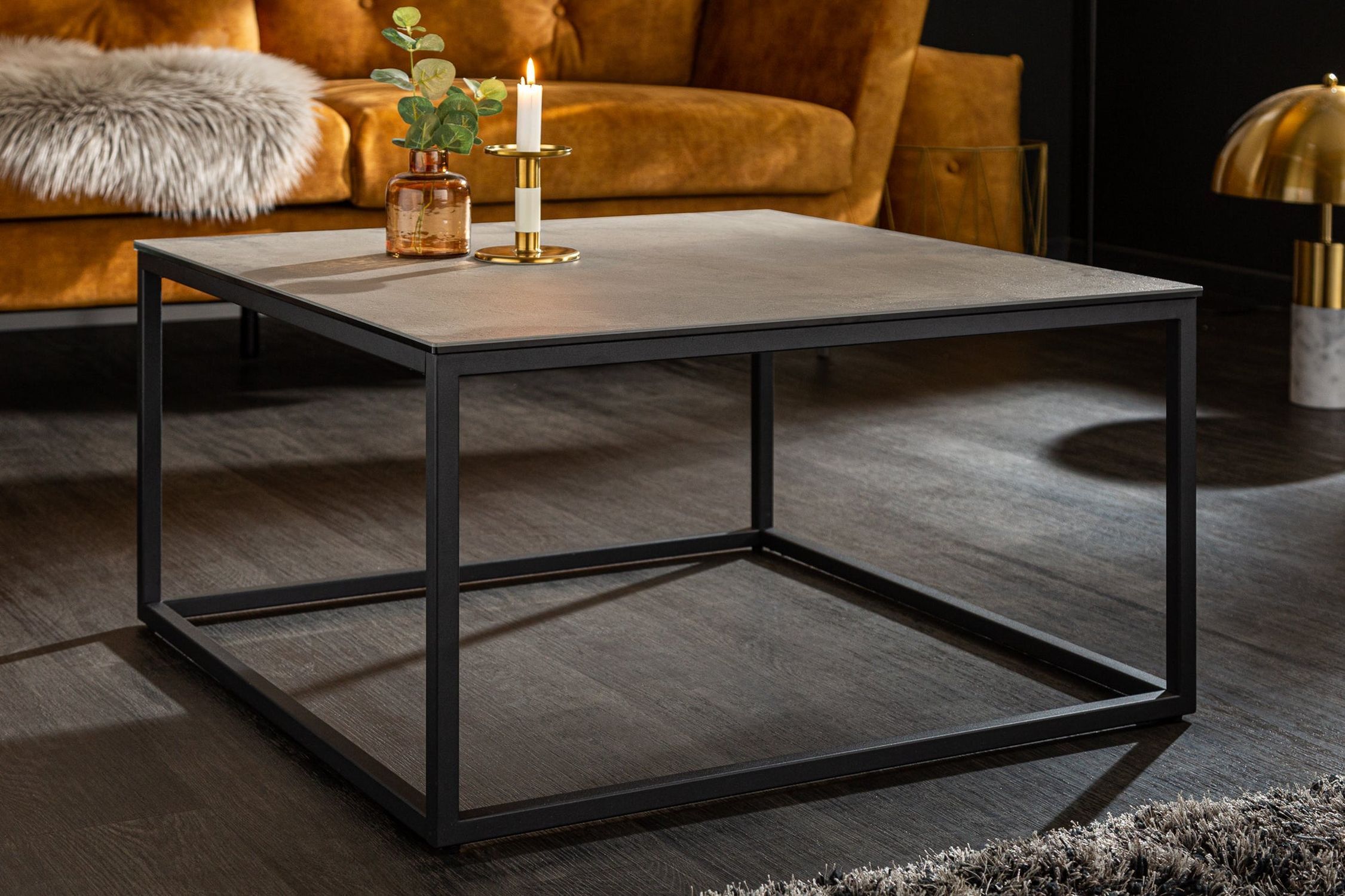 Couchtisch Keramik in Grau Beton Optik 75x40 cm (BxH)