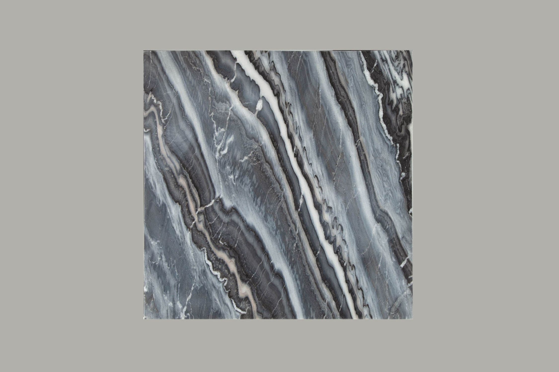 Couchtisch Marmor Metall in Grau Schwarz 50 x 50 cm
