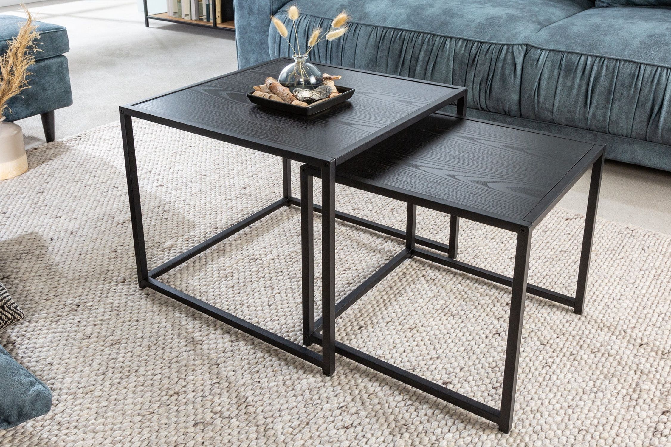 Beistelltisch 2er Set in Schwarz quadratisch Modern