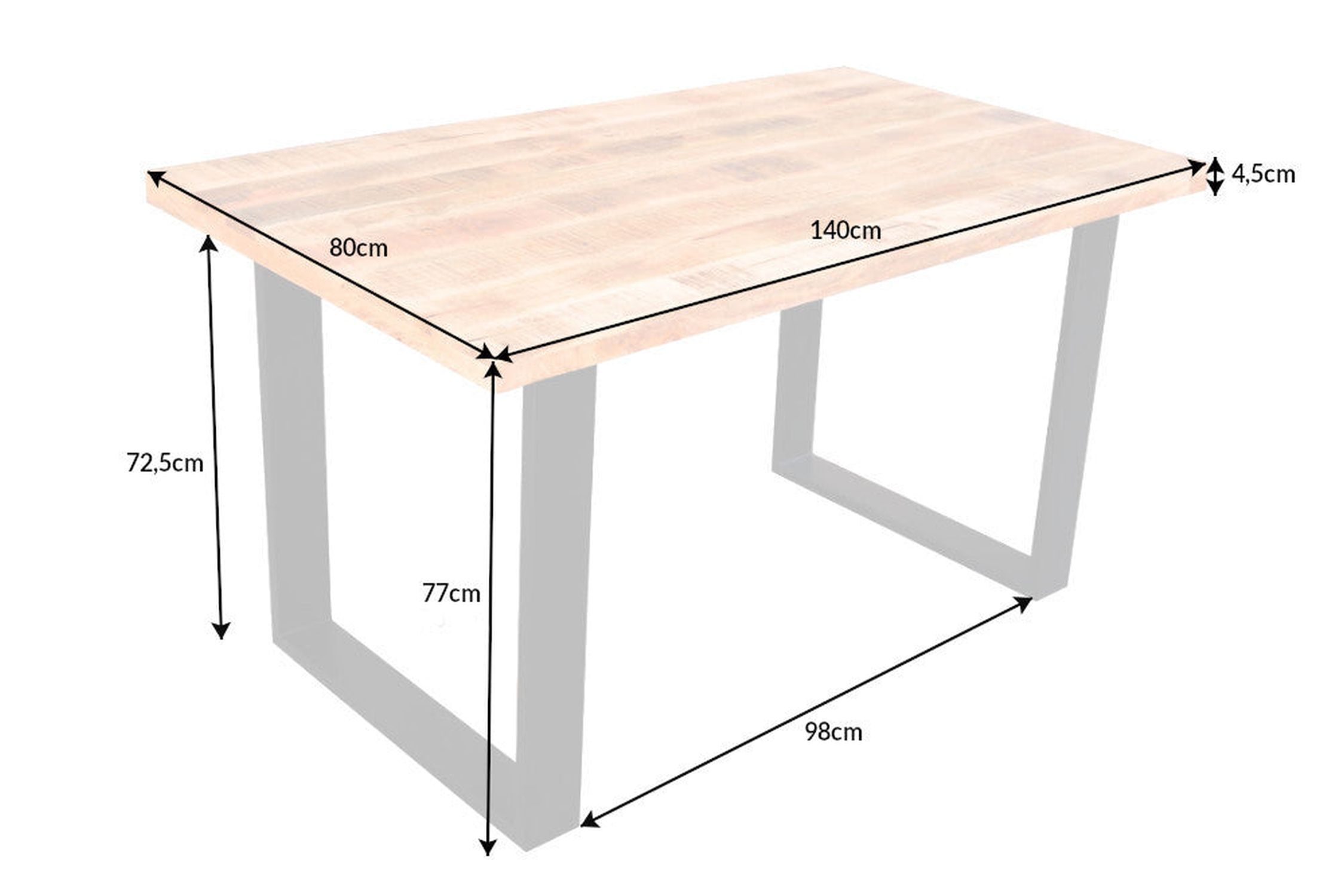 Esstisch Mango Holz Metall 140 x 80 cm Kufengestell