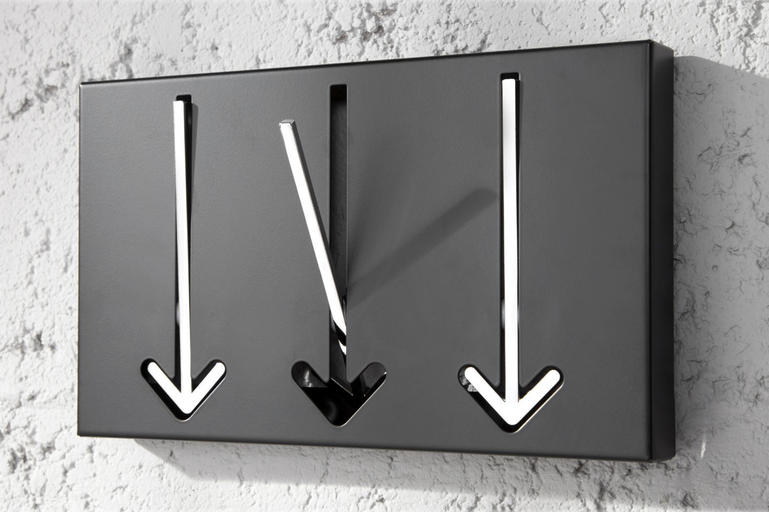 Wandgarderobe Metall 90 cm in Schwarz Weiß