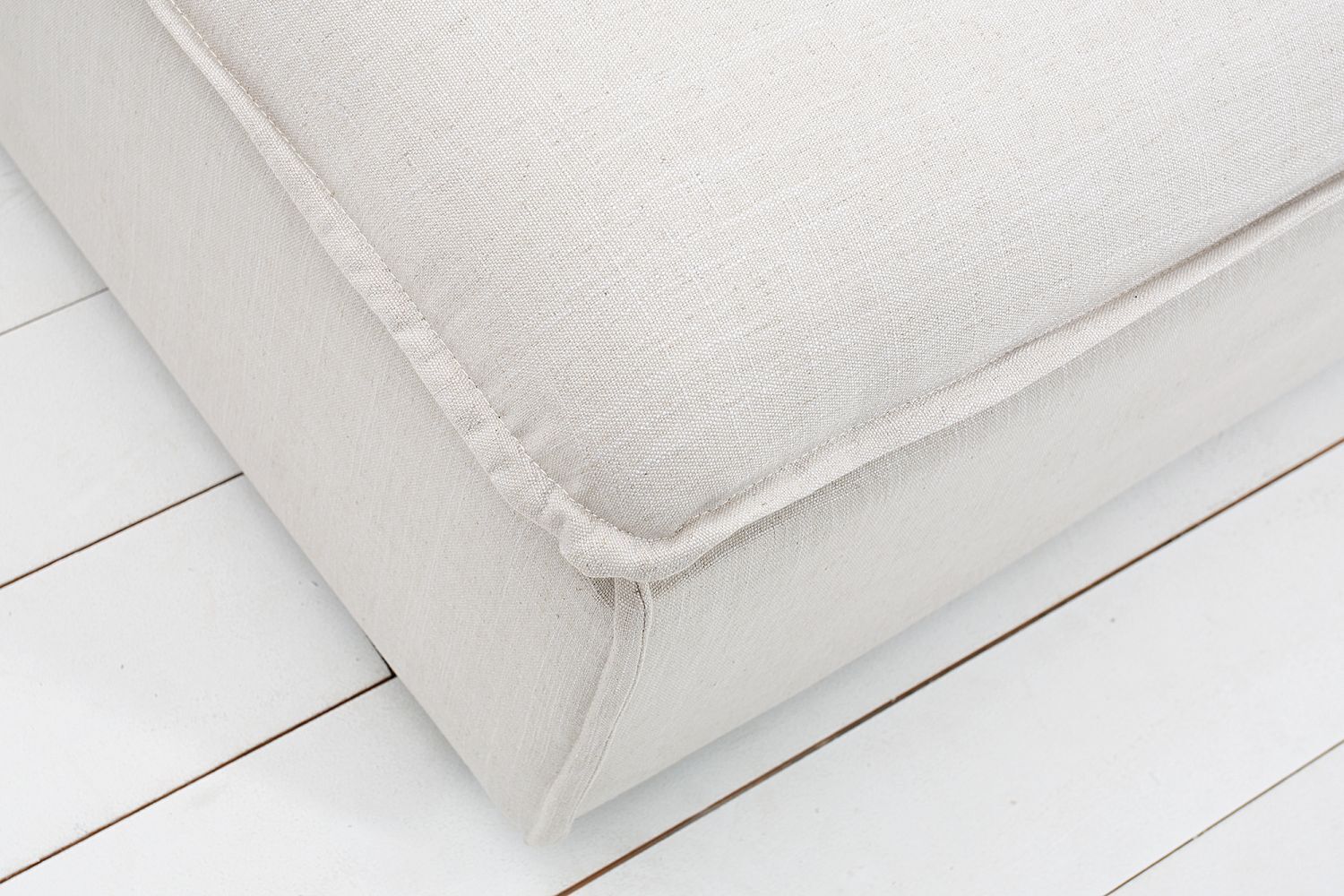 Hocker Strukturstoff Tonnentaschenfedern 100x31,8 cm in Natur