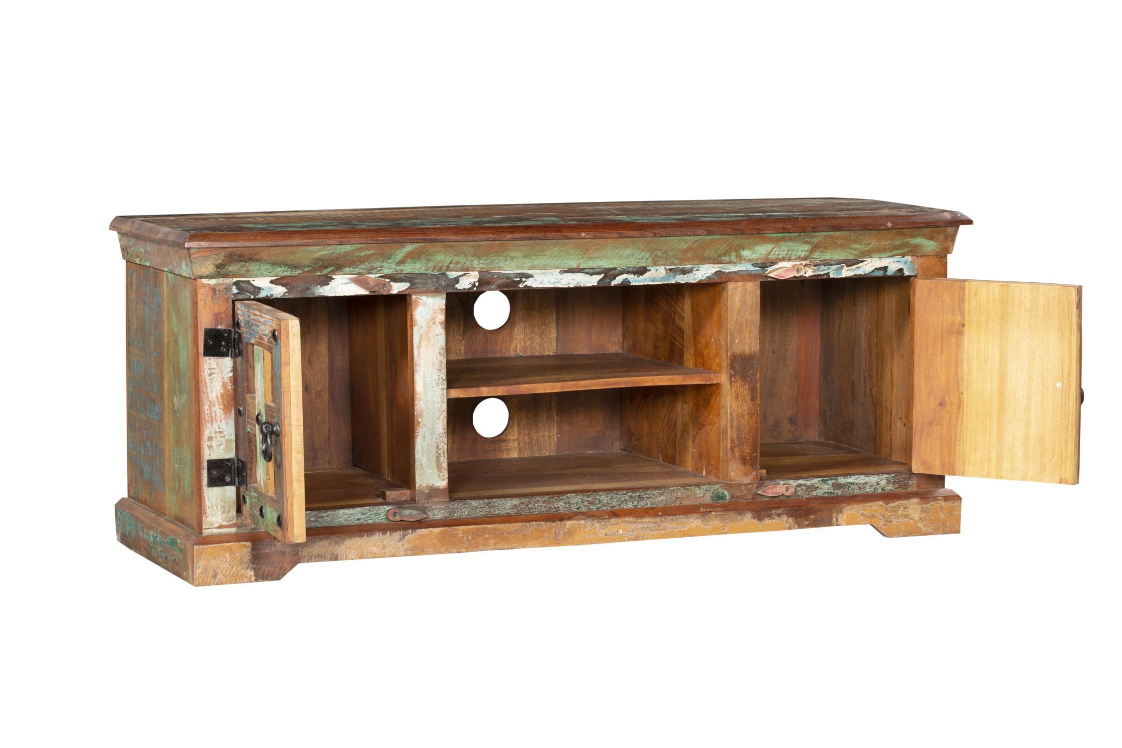 TV Lowboard Holz massiv 125 cm lang Bunt BAIN