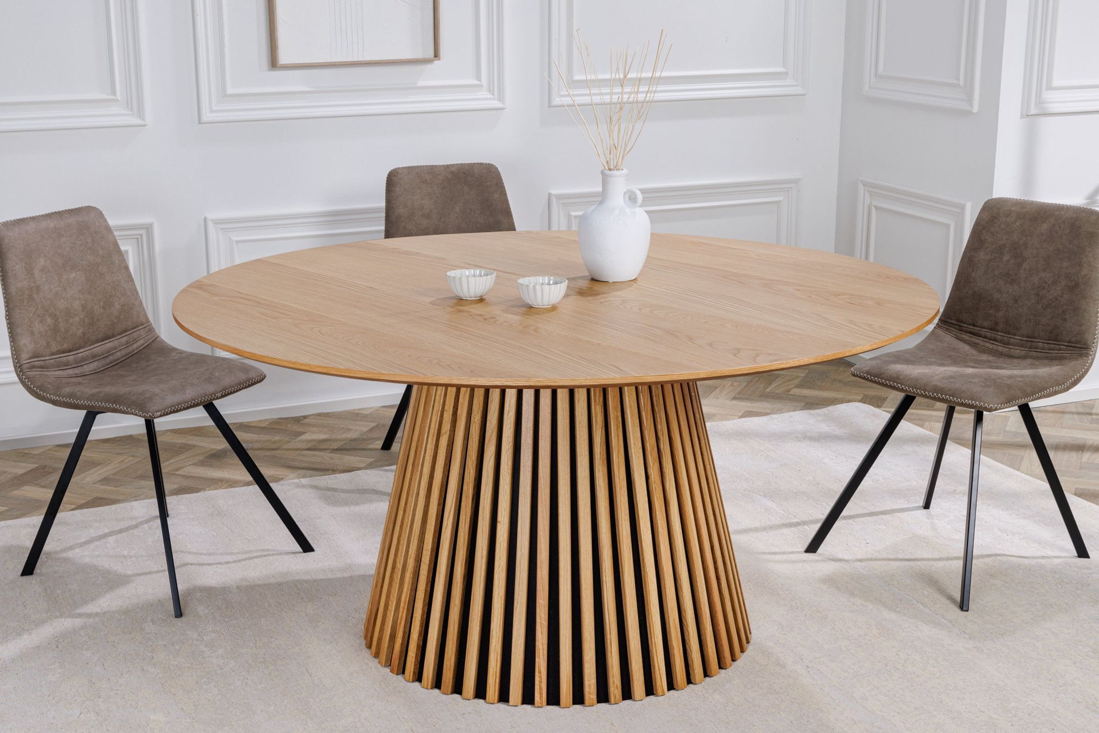 Esstisch rund Ø 120 cm Japandi Design Dunkelbraun