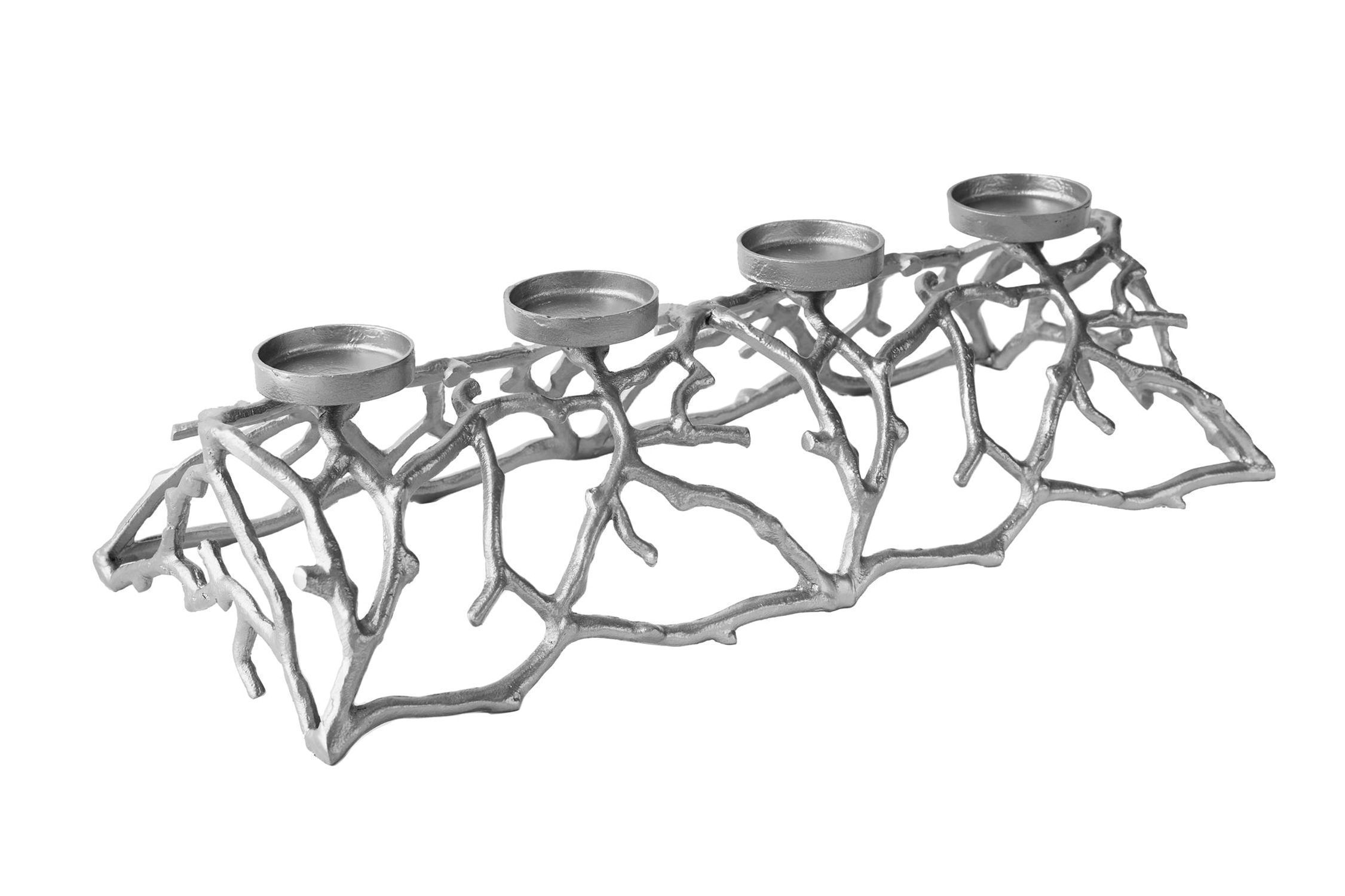 Kerzenständer für Blockkerzen L: 60 cm Handarbeit in Silber