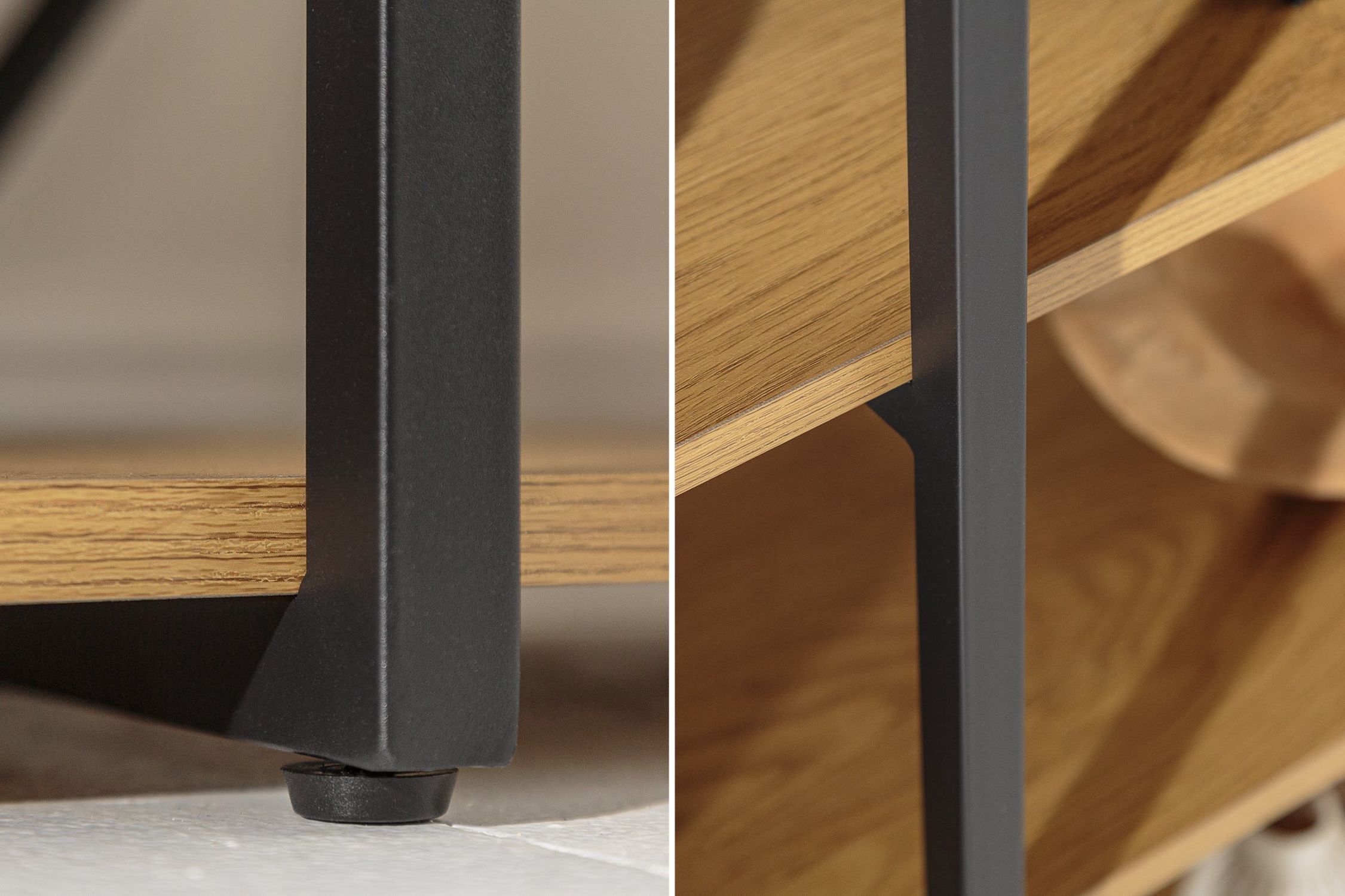 Standregal klein 110 x 78 cm Industrial Design Natur Schwarz