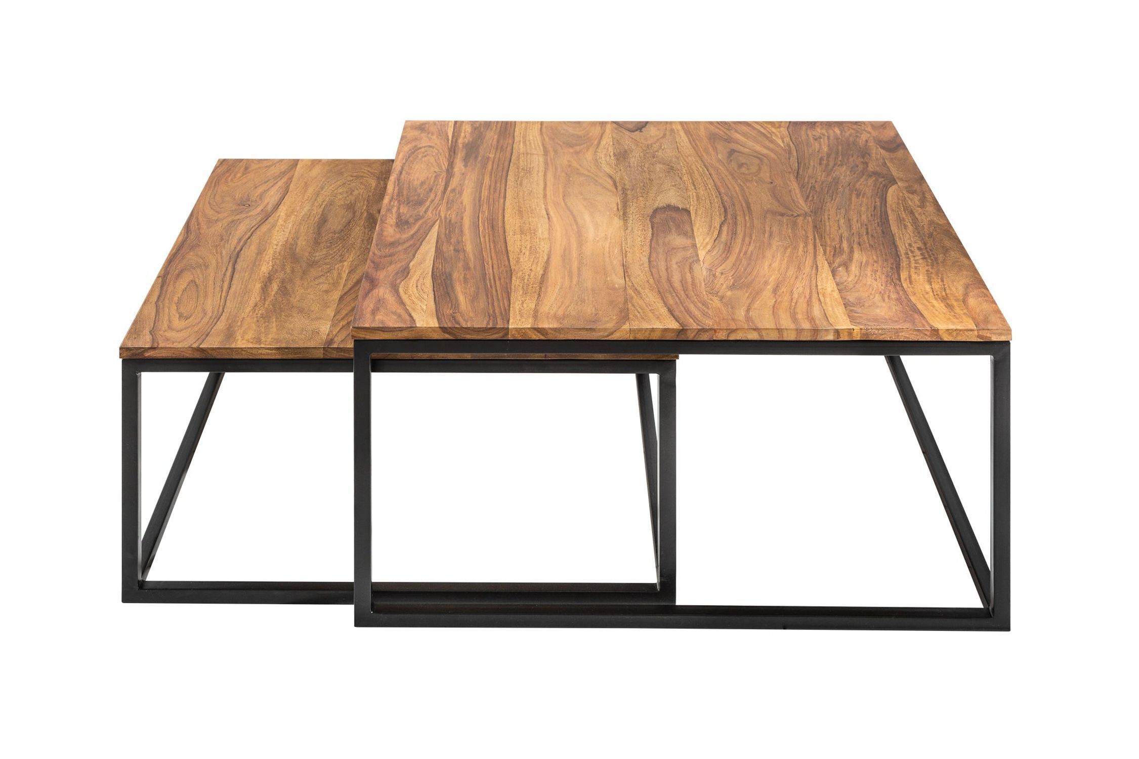 Couchtisch 2er Set Sheesham Holz Metall