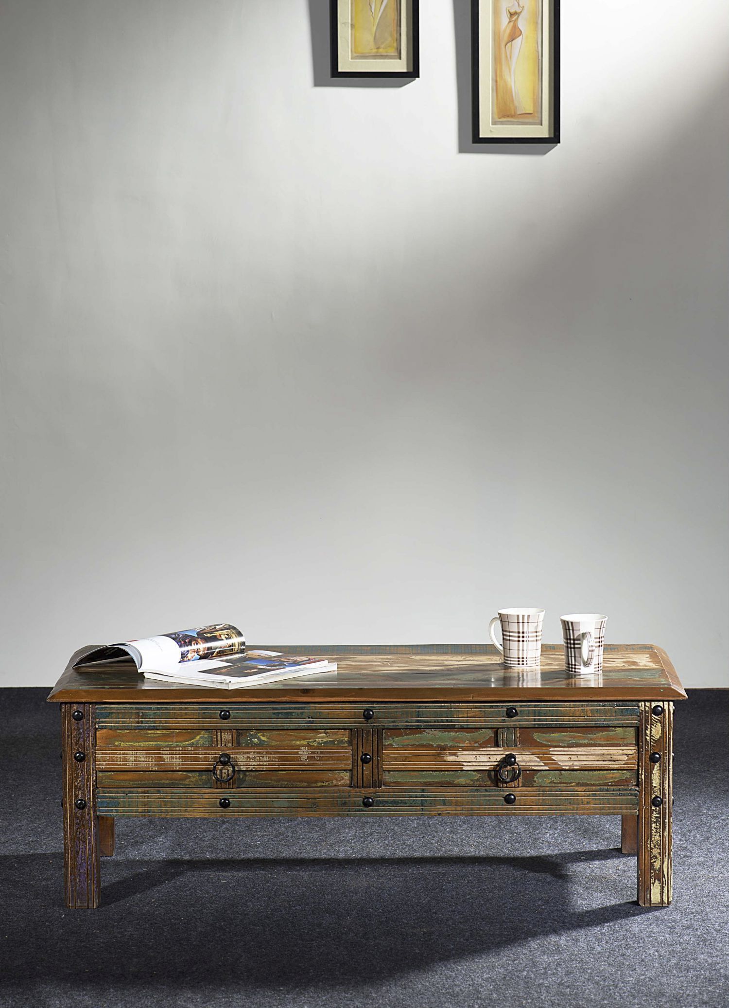 Couchtisch mit Schubladen 115 cm Holz Bunt BLAIR