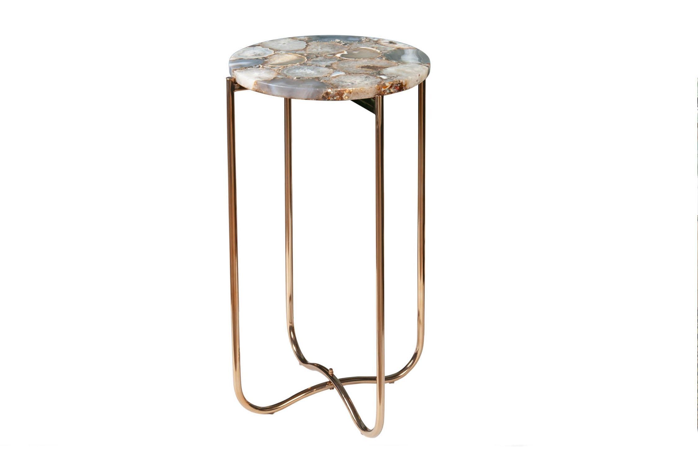 Beistelltisch Achat Metall in Mehrfarbig Gold 35x35 cm