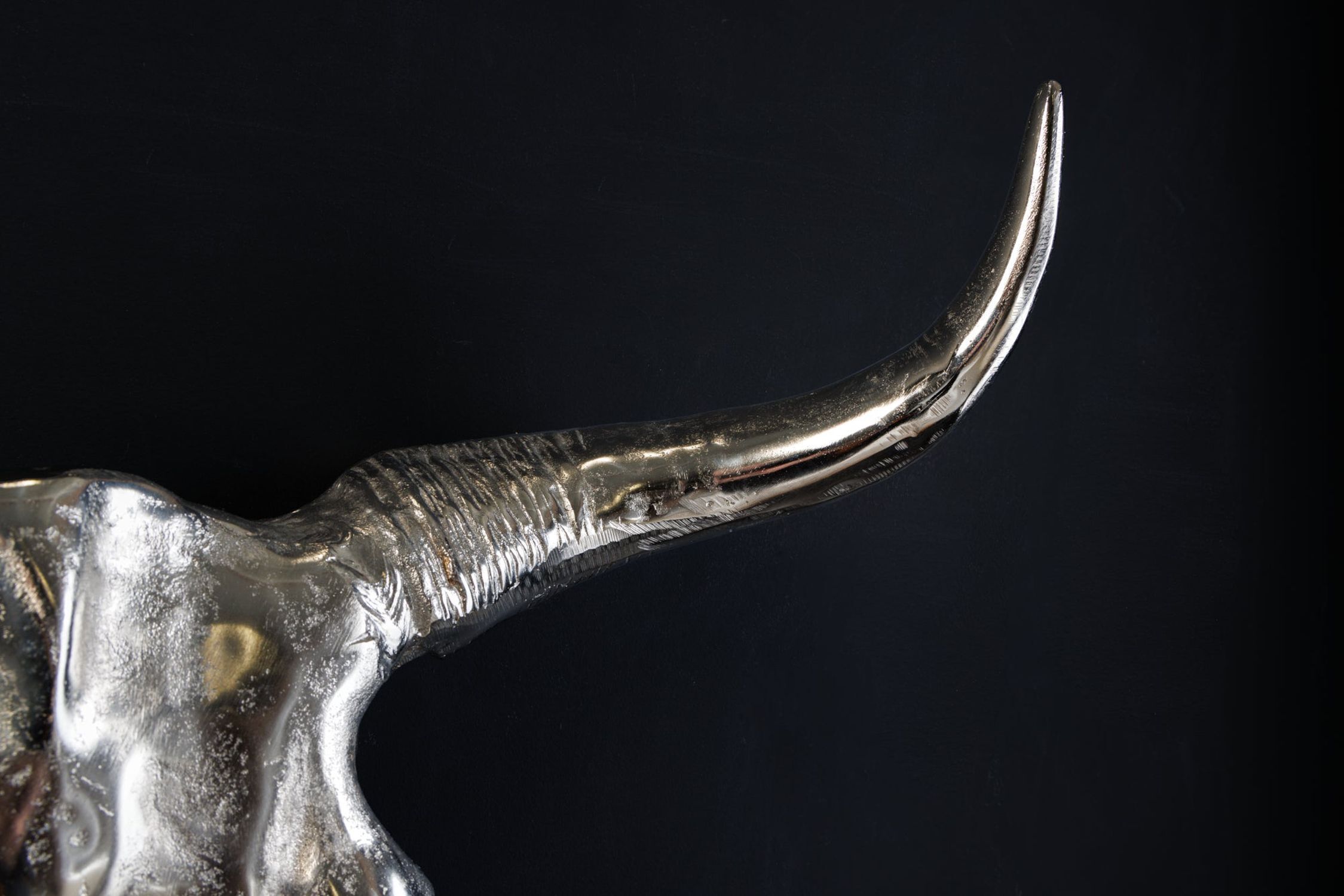 Wanddeko Stier Schädel aus Metall Handarbeit B: 70cm in Silber