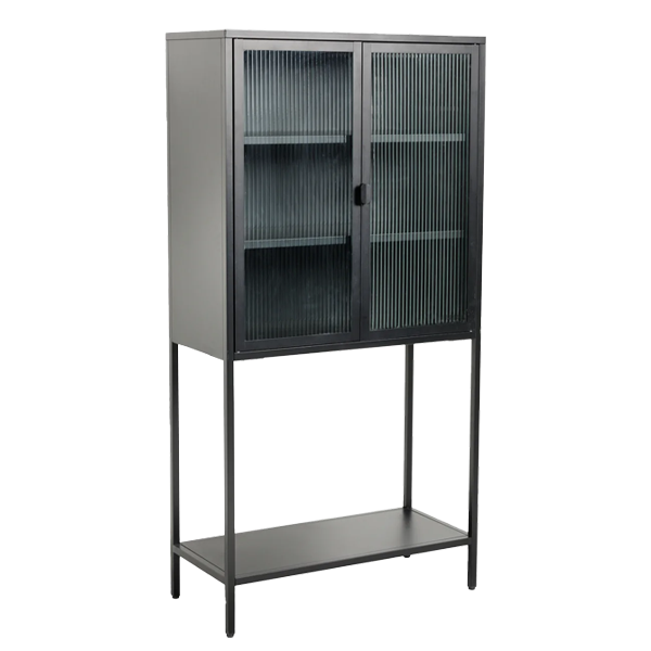 Vitrinen Schrank, Vitrine, Glasfront, Metallstativ, Schrank mit Glasfront