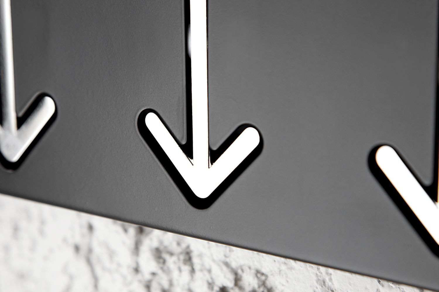 Wandgarderobe Metall 45 cm in Schwarz Weiß mit 5 Haken