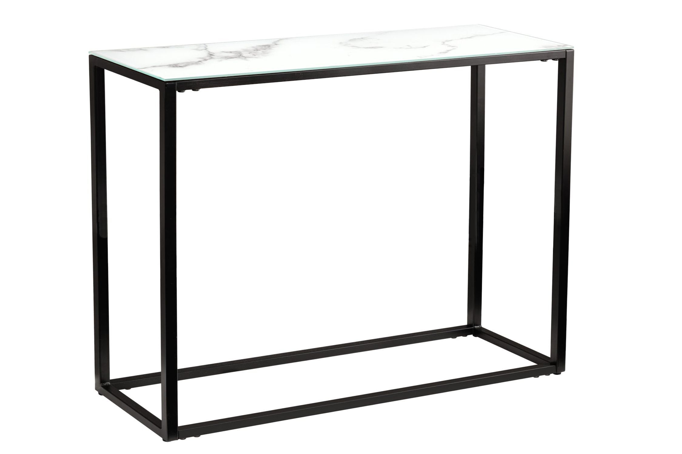 Konsolentisch Hartglas Metall in Weiß Schwarz 110 cm