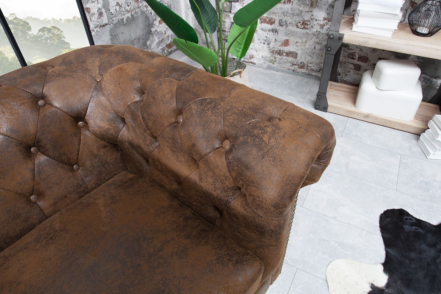 Sessel Kunstleder Holz 65 cm in Antik Braun