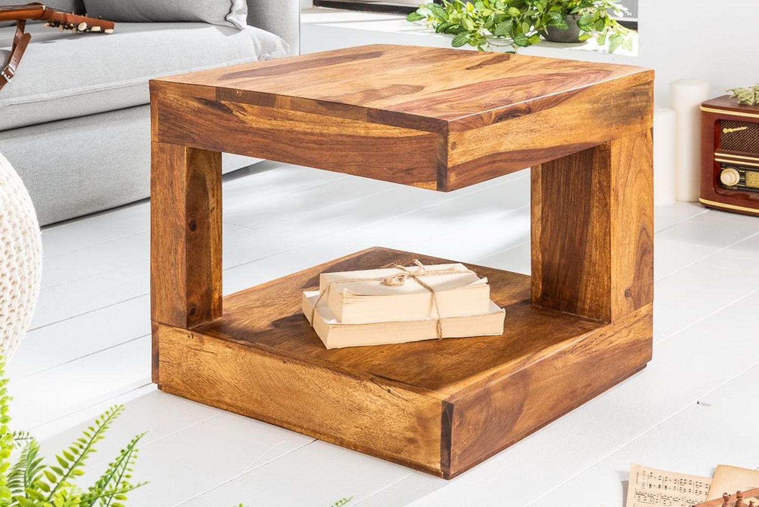 Couchtisch Sheesham Holz 45x175 cm in Natur