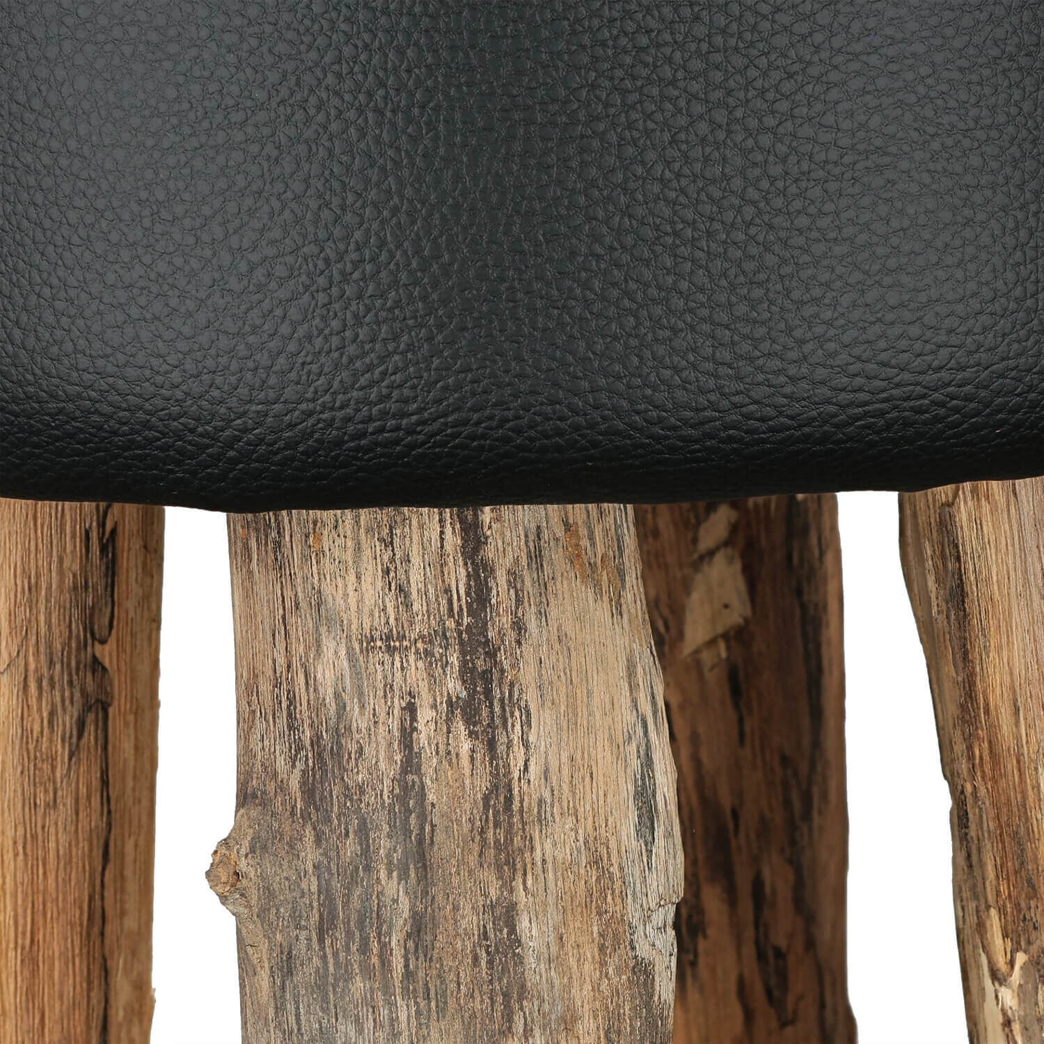 Hocker Holz Handarbeit Ø 30 cm in Natur Holz Schwarz