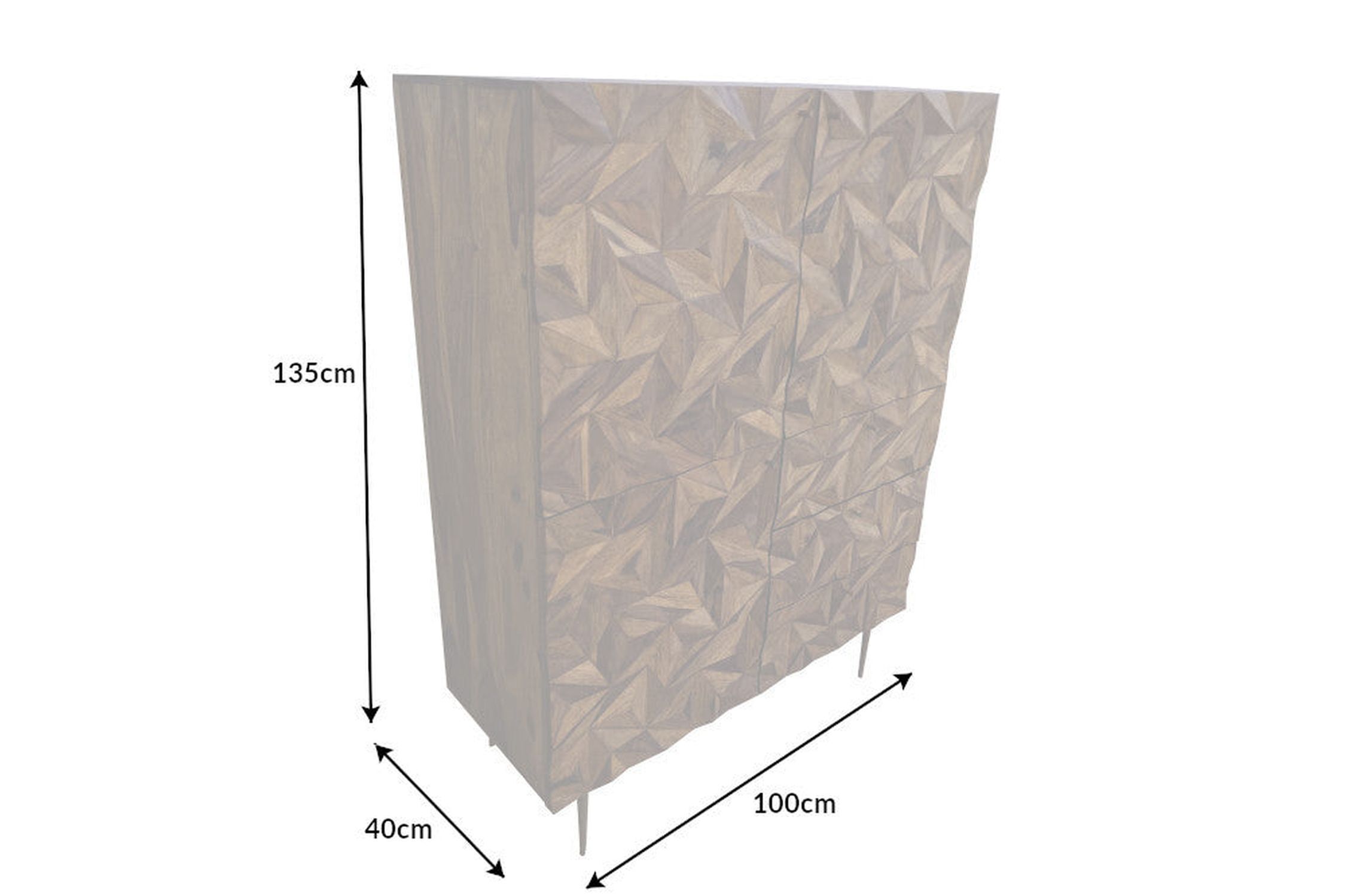 Highboard Holz Sheesham Metall 100 x 135 cm Handarbeit