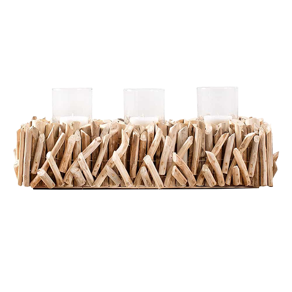 Kerzenständer/Windlichter Kerzenhalter, Holz, Rechteck, Holzkunst, Streifenholz